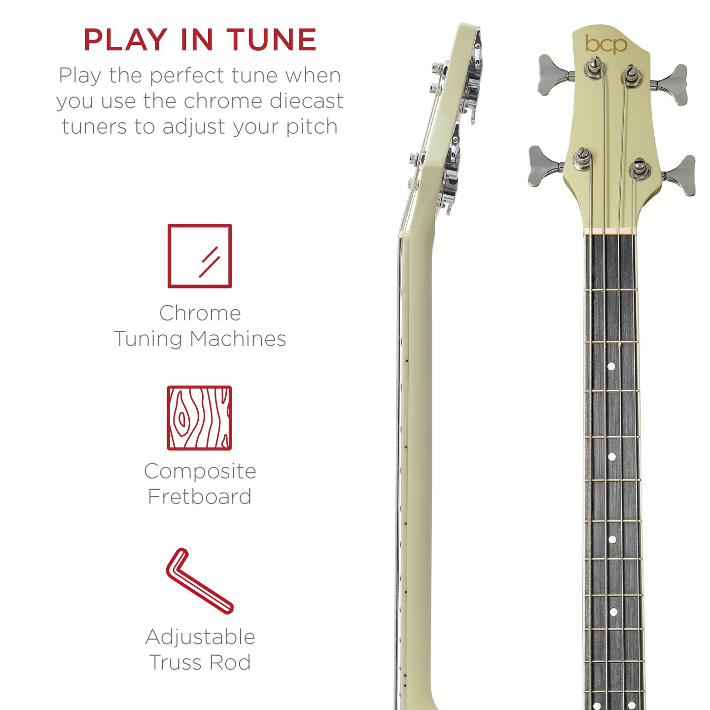 Best Choice Products 22-Fret Full Size Acoustic Electric Bass Guitar w/ 4-Band Equalizer, Truss Rod