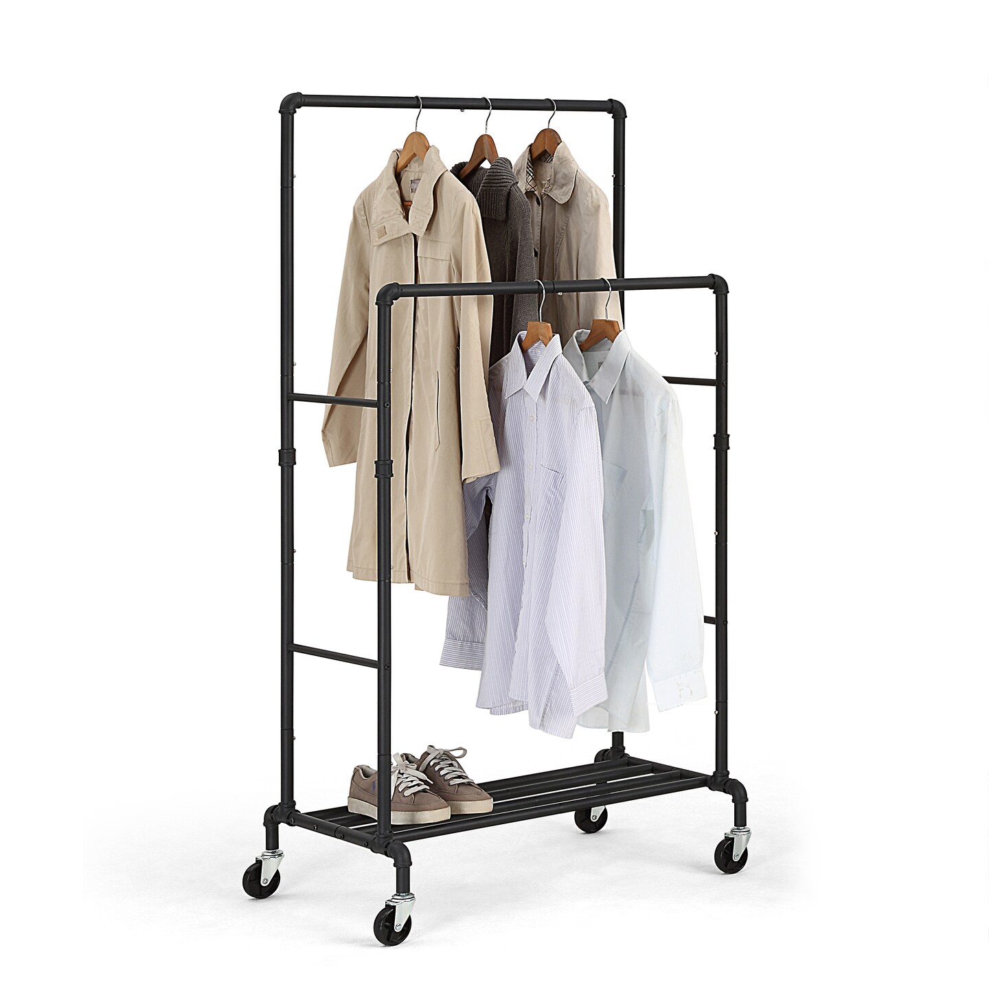 Industrial Loft Style Rolling Garment Rack - Rolling Clothes Organizer