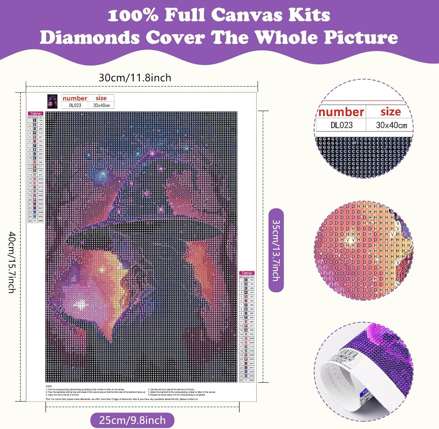 12x12inch - DIY 5D Halloween Diamond Painting Kits for Beginners(4 Pack)