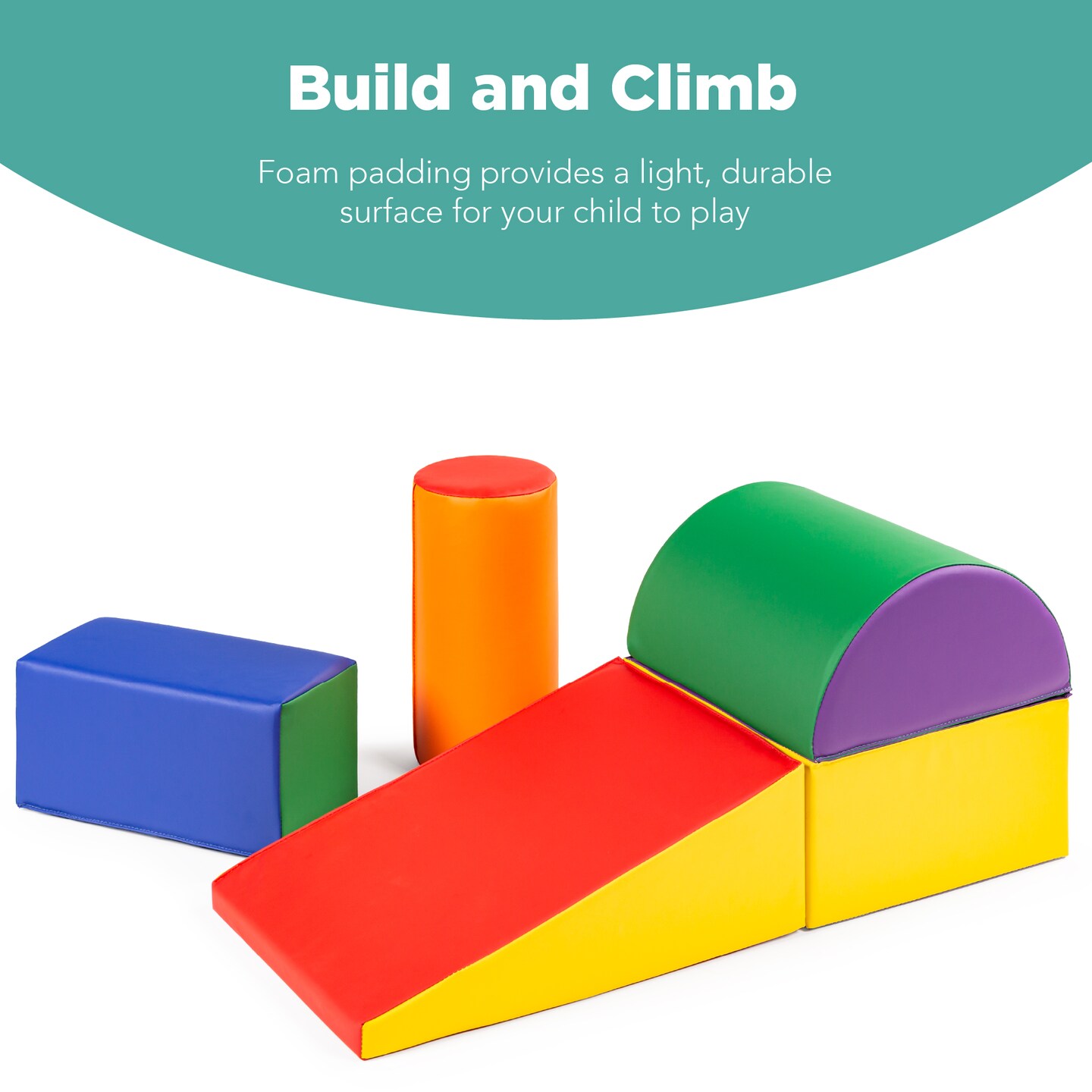 Best Choice Products 5-Piece Kids Climb & Crawl Soft Foam Block Playset Structures for Child Development