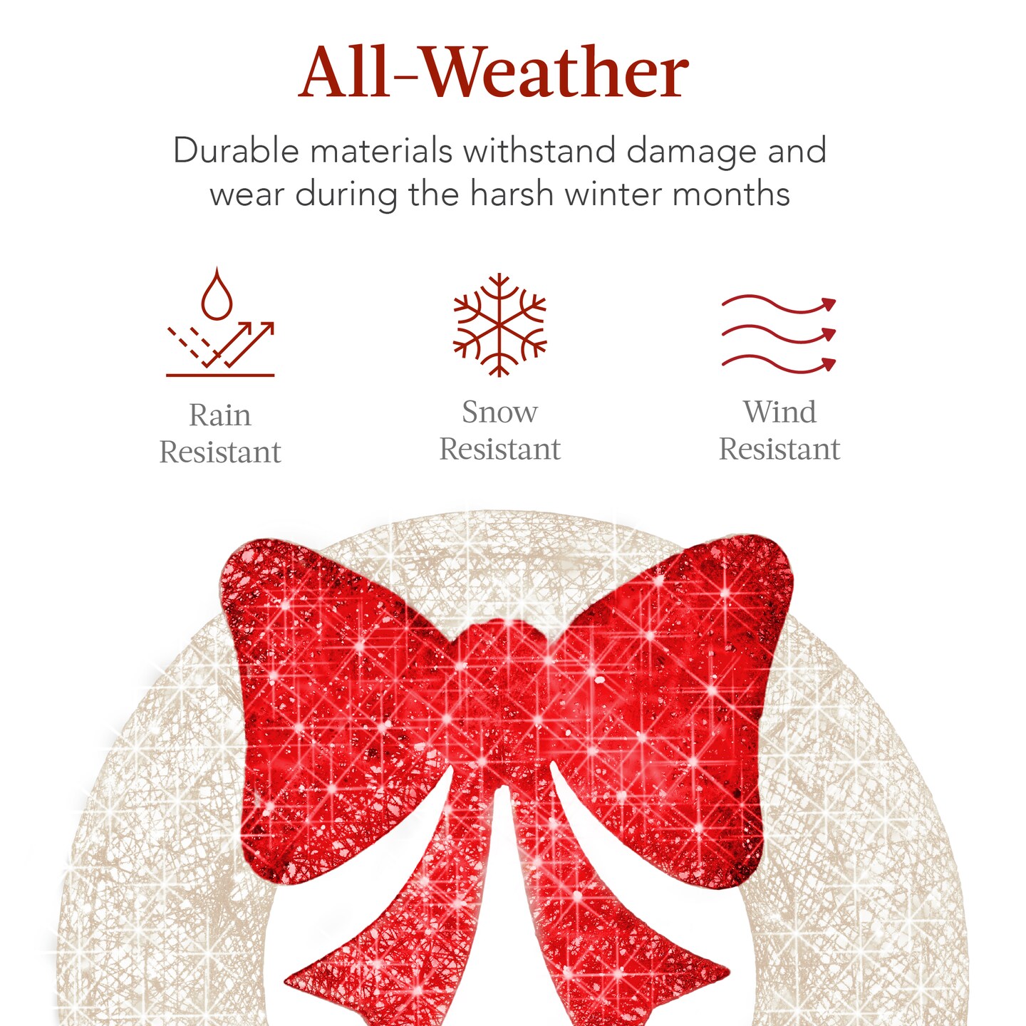 Best Choice Products 60in Pre-Lit Outdoor Christmas Wreath, LED Metal Holiday Décor w/ 206 Lights, Bow