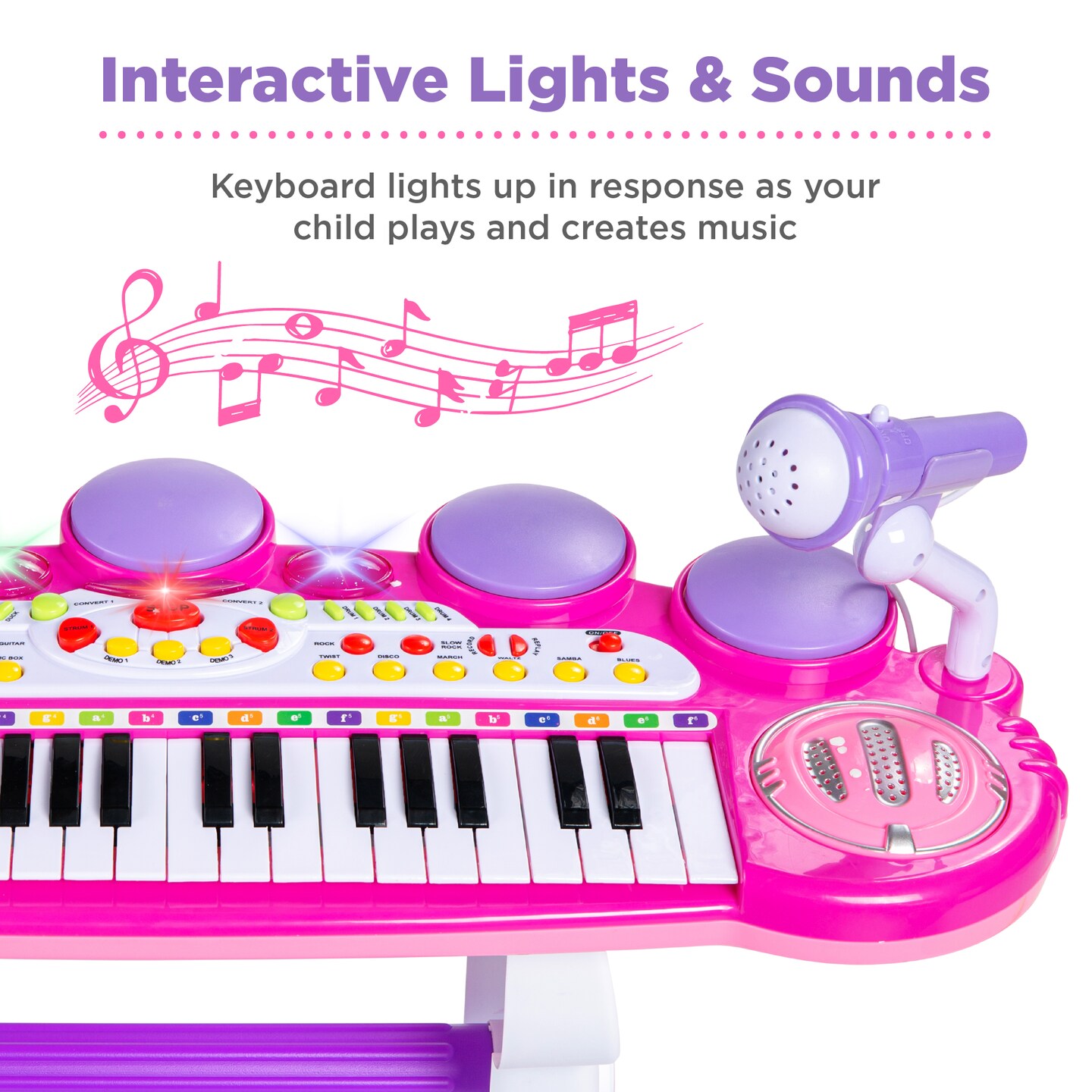 Best Choice Products 37-Key Kids Electronic Piano Keyboard w/ Multiple Sounds, Lights Microphone, Stool