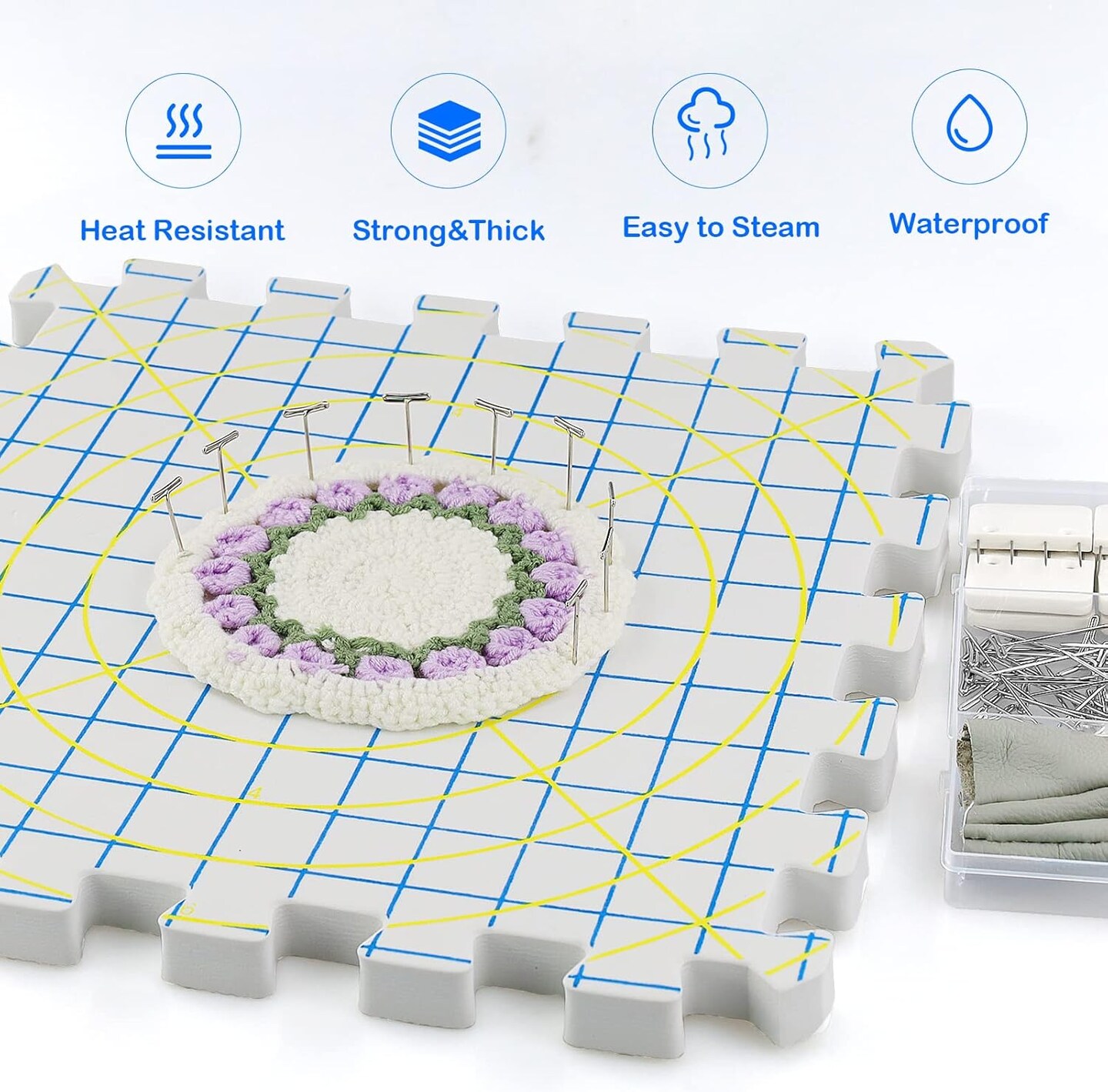 Blocking Mats for Knitting - Extra Thick Blocking Boards with Grids