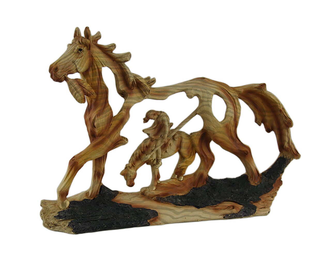 End of the Trail Classic Western Wood Look Statue