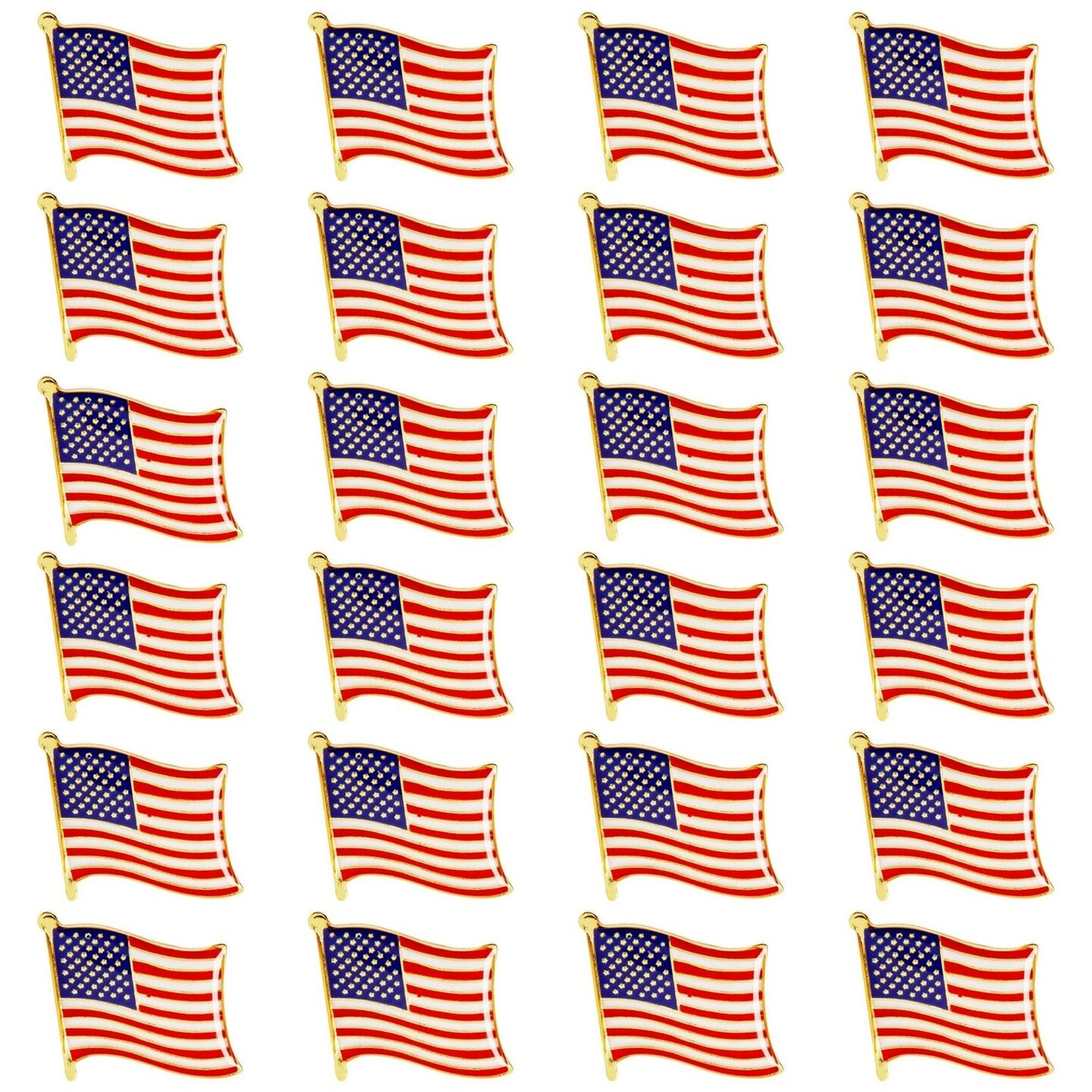 American Flag Lapel Pins for National Day, 4th of July, Veterans, Memorial Day, Political Events, Patriotic, USA Flag Pins for Suits, Backpacks & Hats - 24 Pack