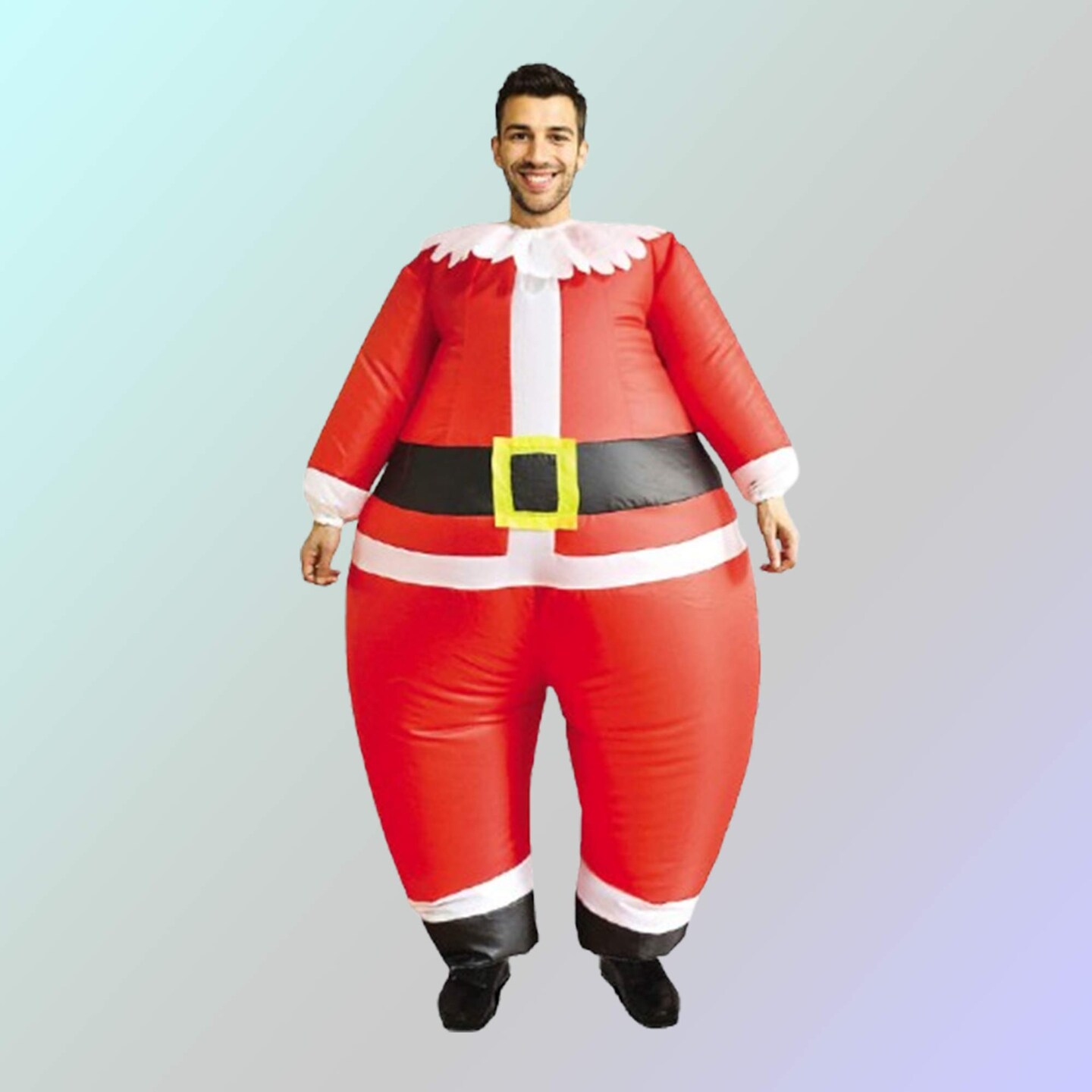 Inflatable Santa Adult Costume with Battery Operated Fan for Holiday Fun