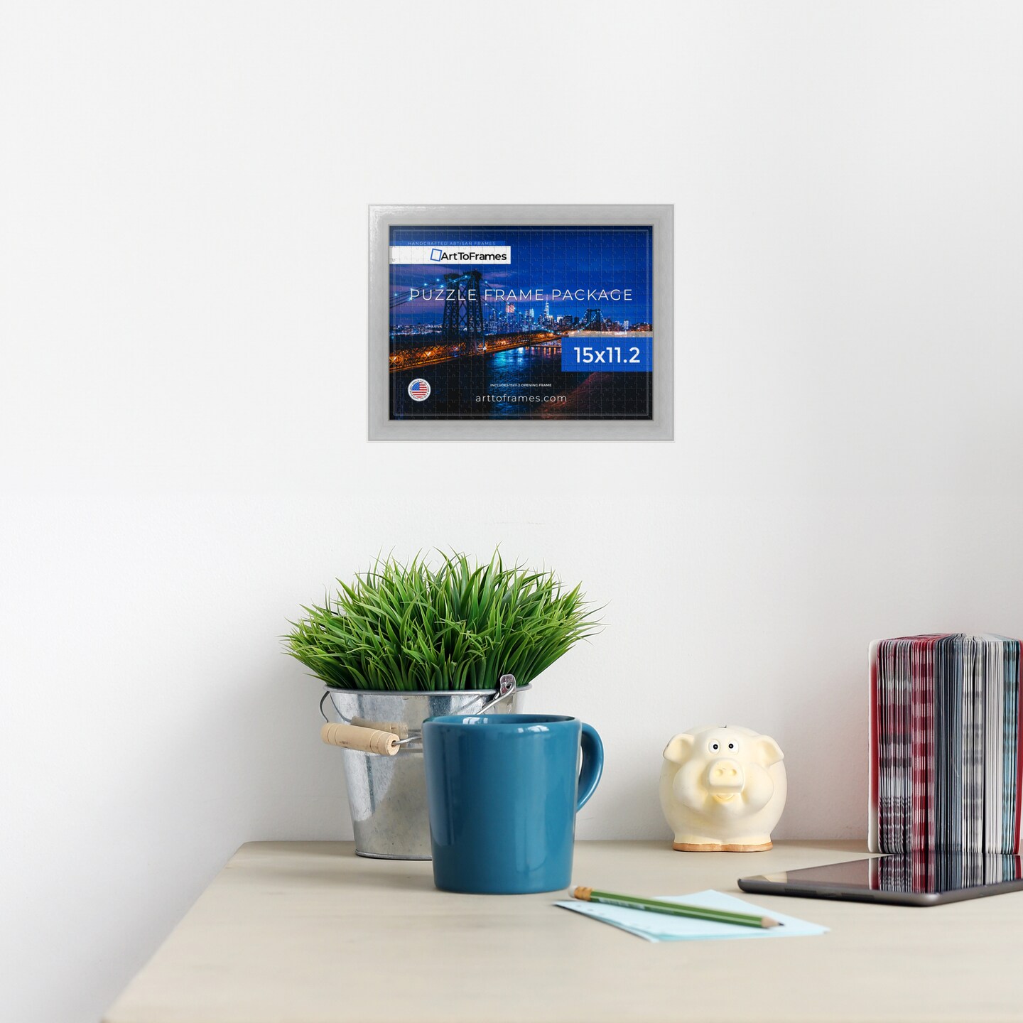 ArtToFrames 15x11.2 INCH / 28.5x38 CM Puzzle Frame for 100 piece Puzzles.This 1.25 Inch Custom MDF Frame for Puzzles Comes with Regular Glass, Available in Multiple Colors