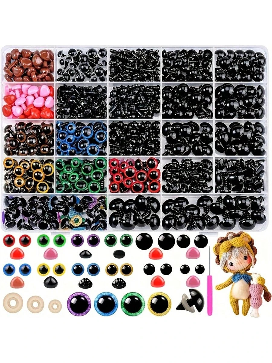 752 Pieces of Safety Eyes and Nose, Safety Eyes Suitable for Crochet DIY Plush Making Set with Washers