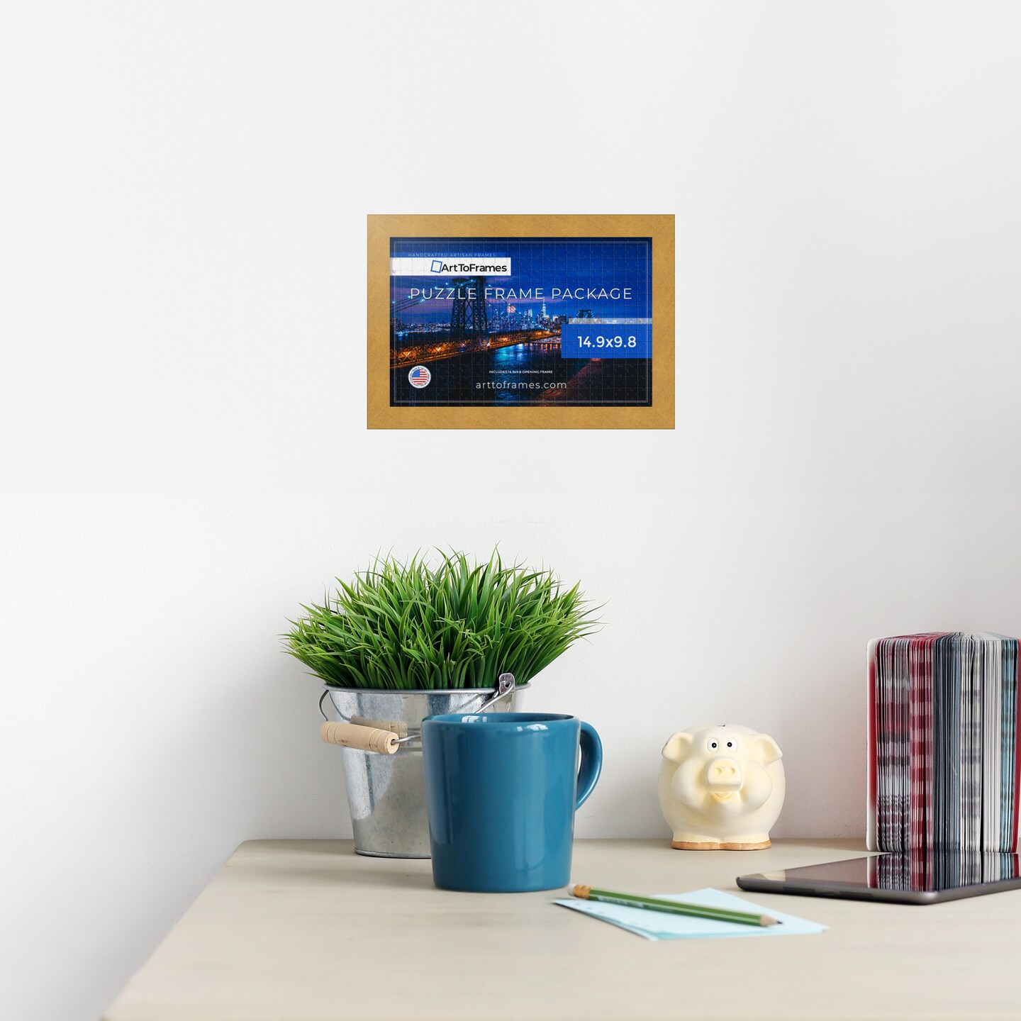 ArtToFrames 14.9x9.8 INCH / 38x25 CM Puzzle Frame for 100 piece Puzzles.This 1.25 Inch Custom MDF Frame for Puzzles Comes with Regular Glass, Available in Multiple Colors