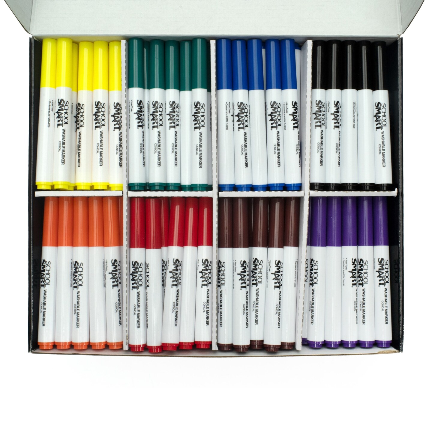 School Smart Art Markers, Conical Tip, Assorted Colors, Set of 200