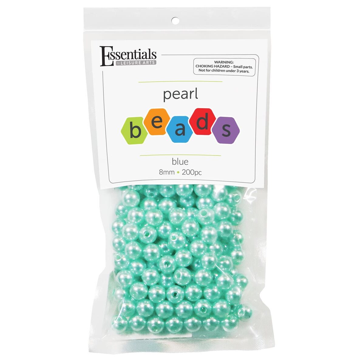Essential By Leisure Arts Pearl Beads 8Mm Blue 200Pc – Round Pearls For Crafting, For Jewelry Making And Diy Crafts, Craft Pearls Projects