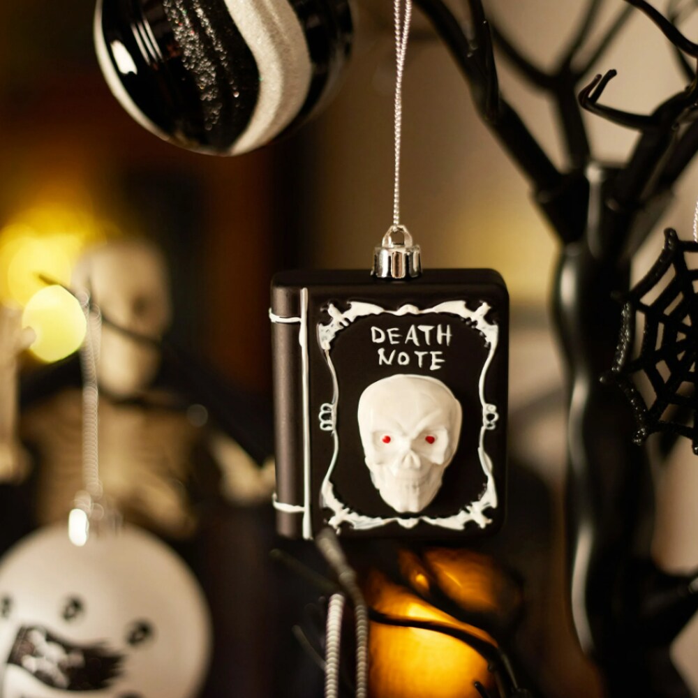 Halloween Christmas Tree Ornaments Set, 70-Piece Black & White Gothic Ornaments