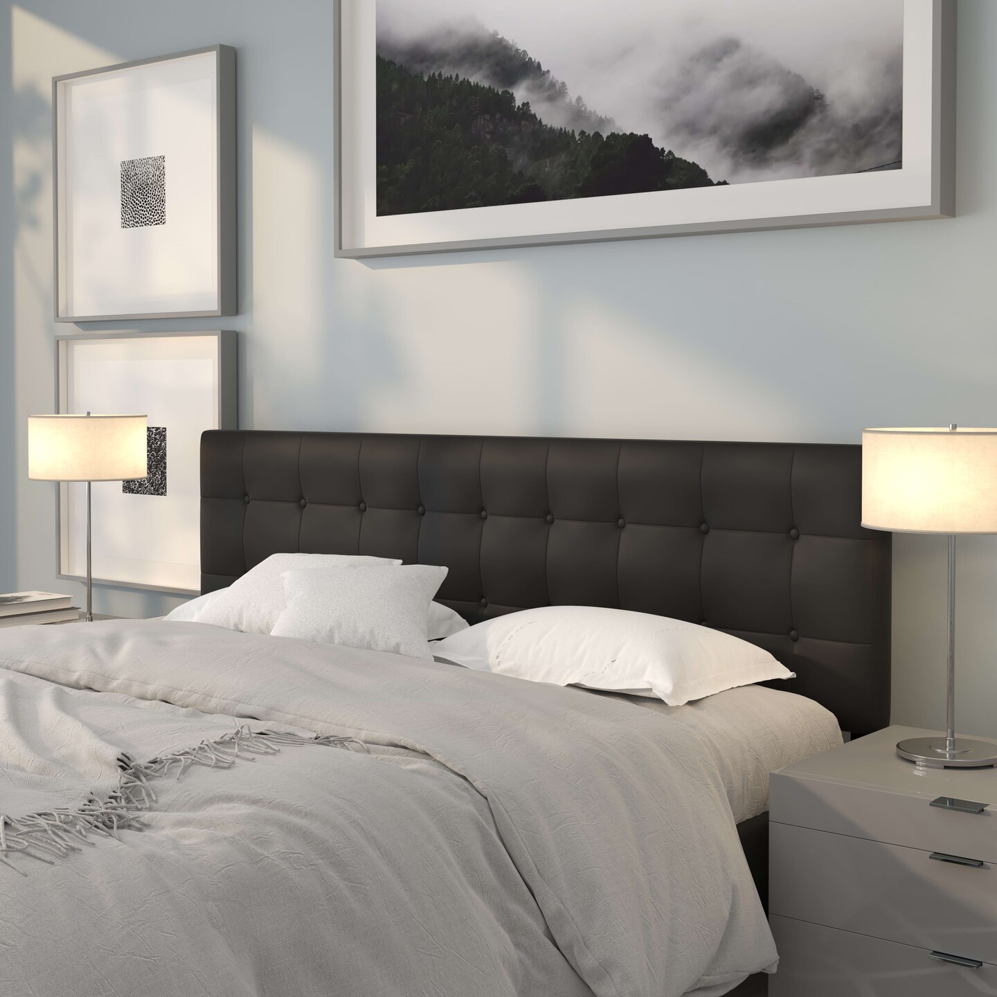 Emma and Oliver Button Tufted Adjustable Height Upholstered Headboard