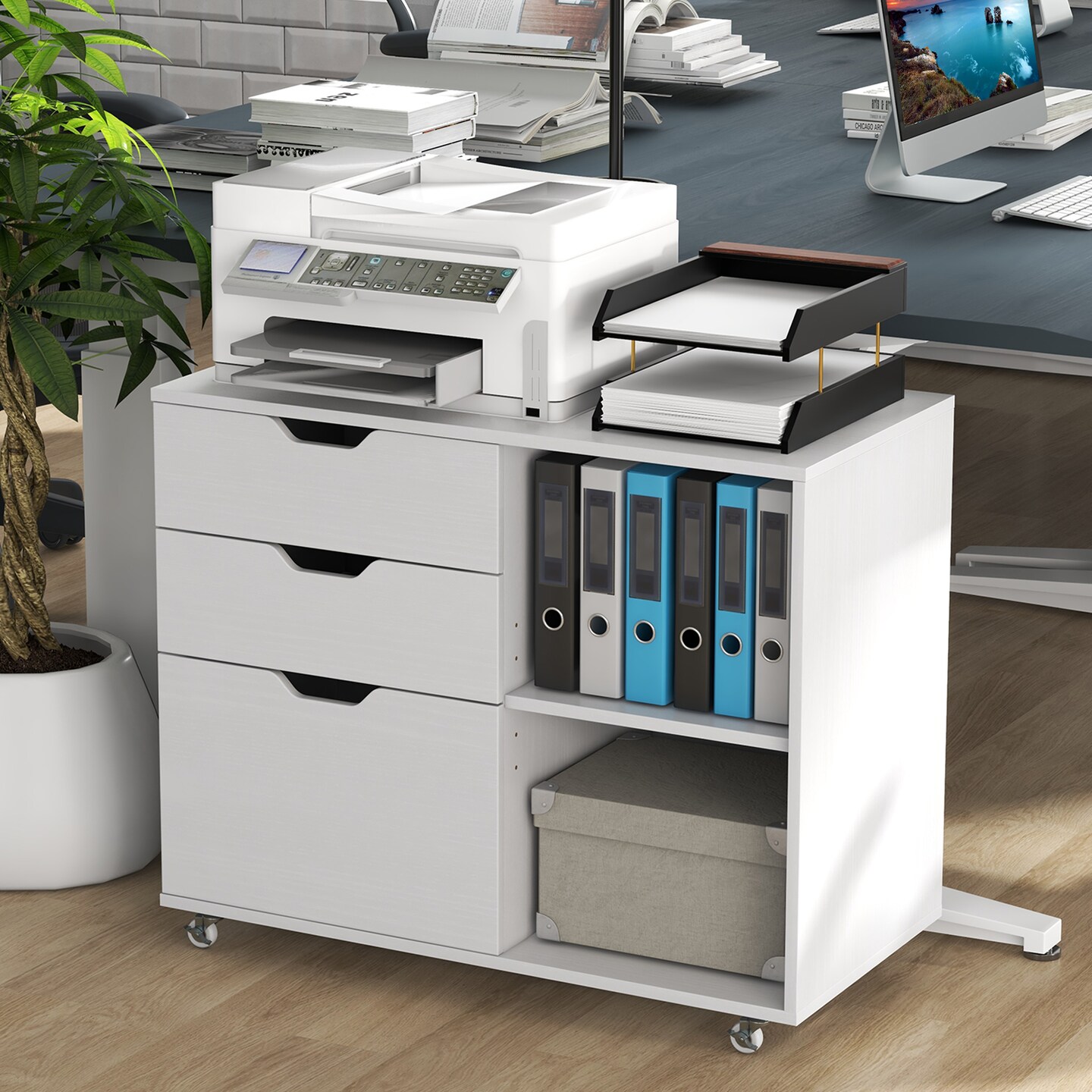 3-Drawer File Cabinet with Adjustable Shelf and Wheels for Letter