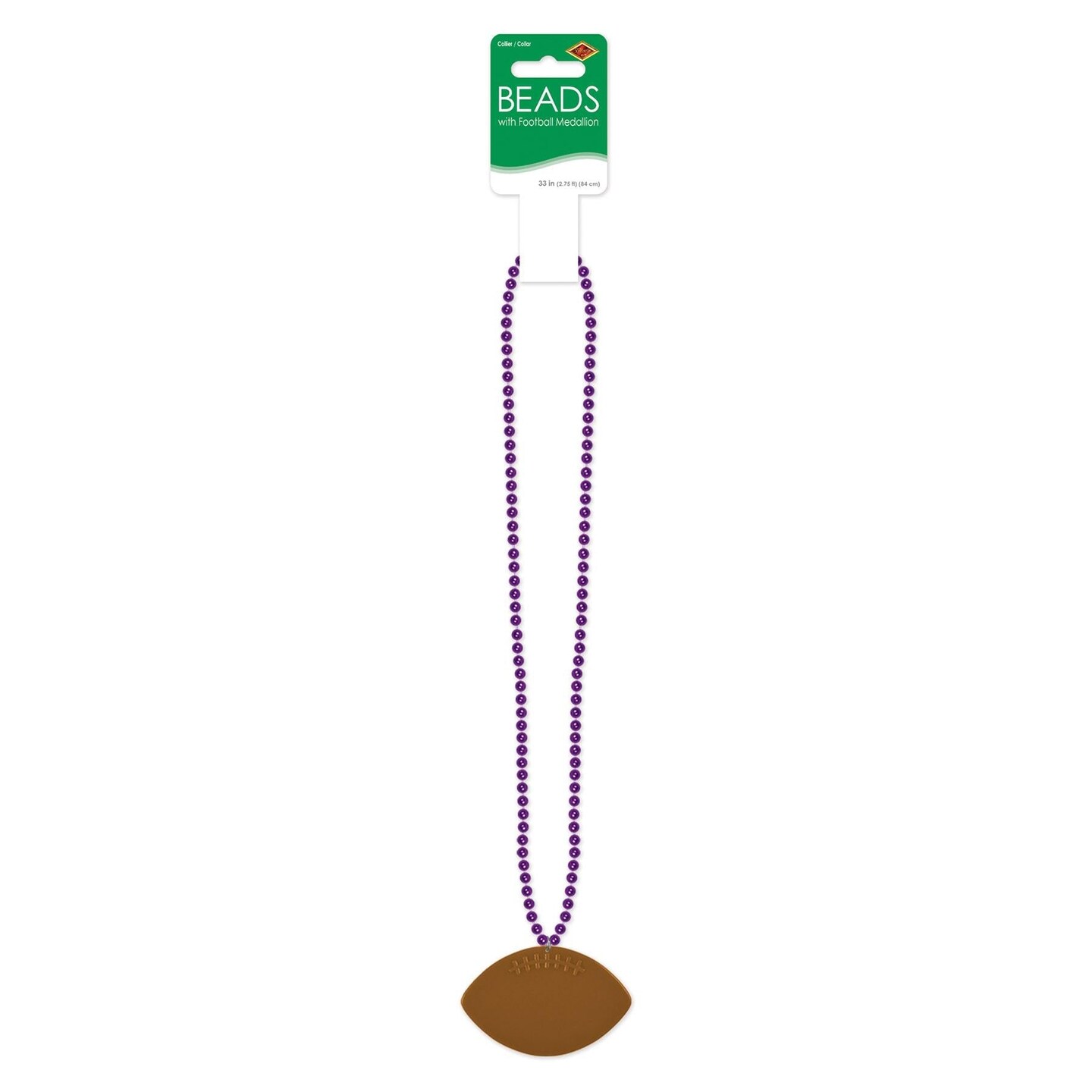 12 Pack Beistle Purple Party Bead Necklaces with Football Medallion