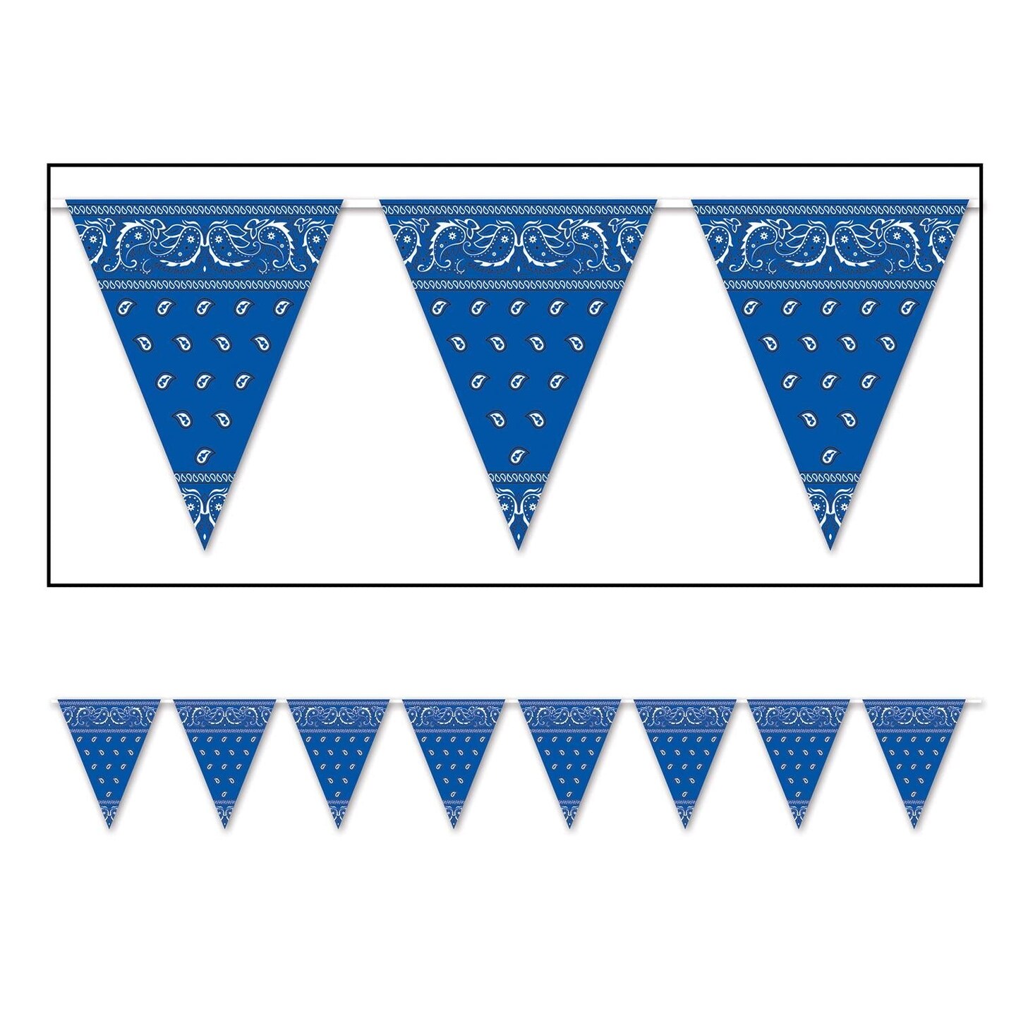12 Pack Beistle Blue Bandana Party Pennant Banner