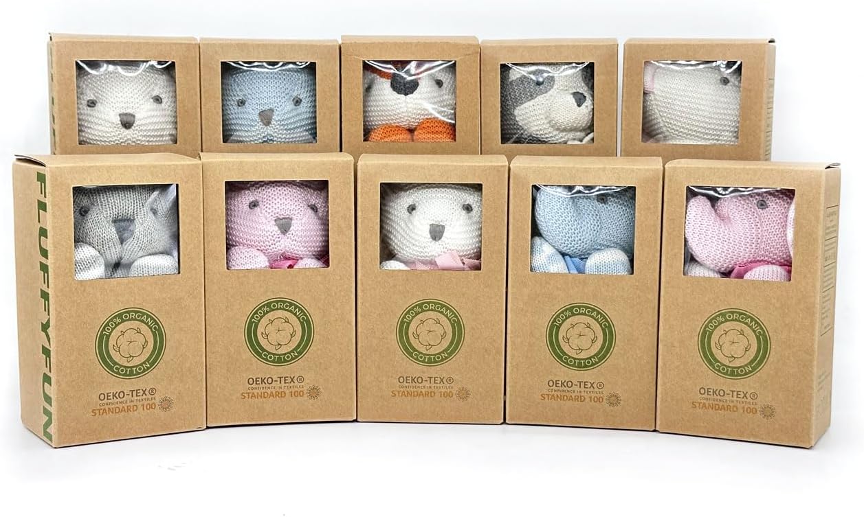 Organic Baby Toys White Bunny Rabbit Stuffed Animal for Newborn 7.1&#x22;