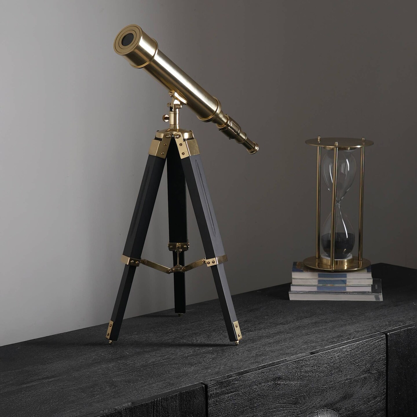 Collapsible Brass Telescope on Tripod Stand -18&#x22;