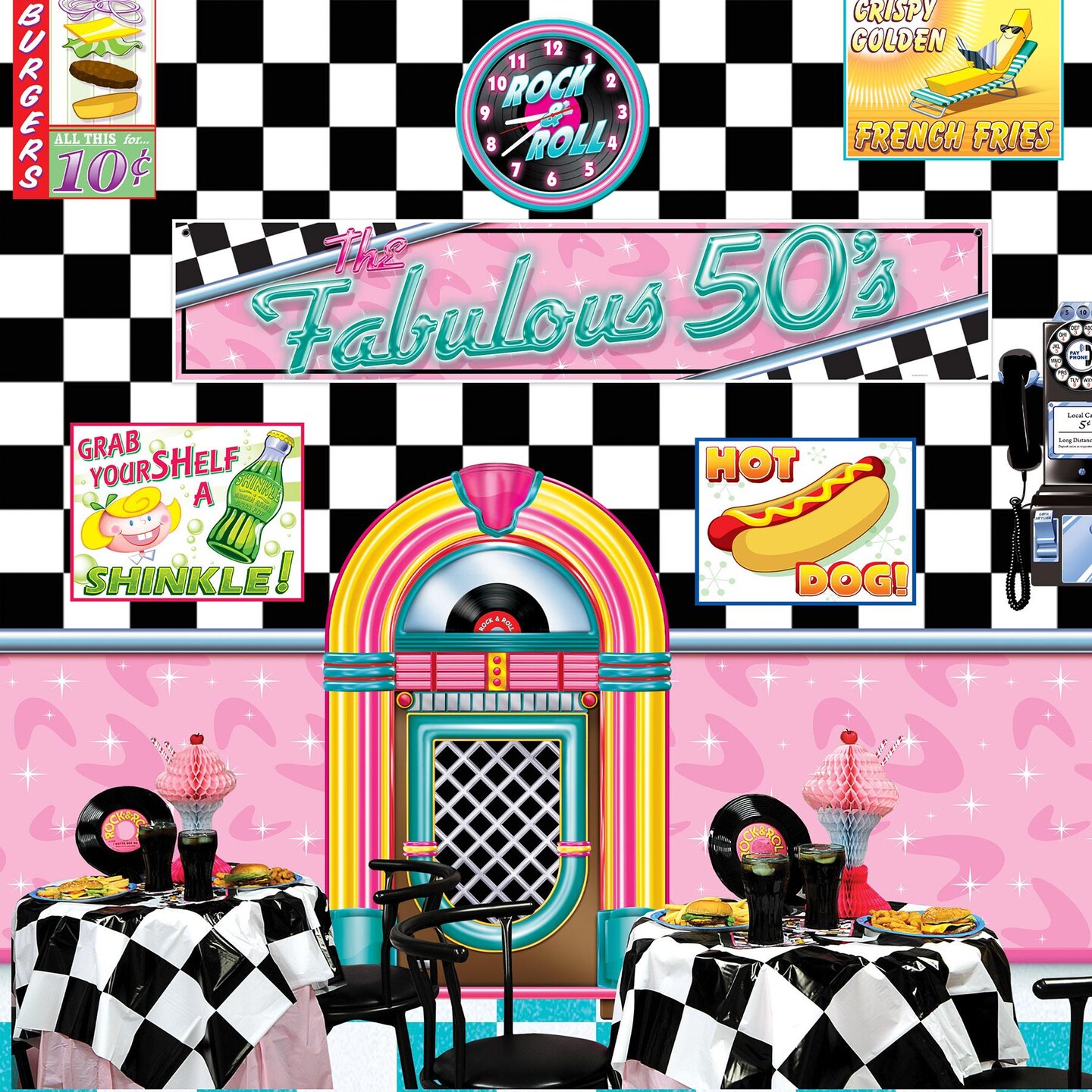 12 Pack Beistle The Fabulous 50&#x27;s Party Banner