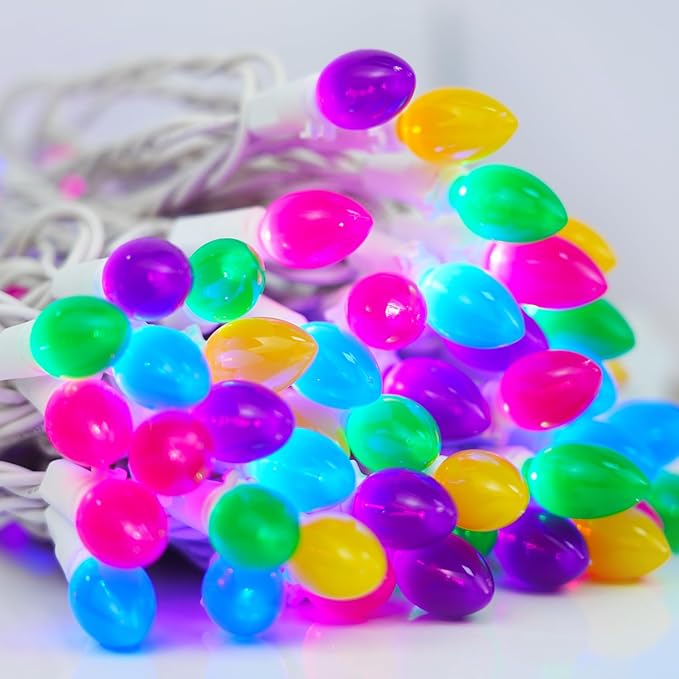 Easter Decorations, Easter Lights String Plug in, 50 LED 17FT Multi Color Christmas Lights, White Wire Fairy Lights for The Home Outdoor Bedroom Patio Wreath Window Tree Easter Garland Decor