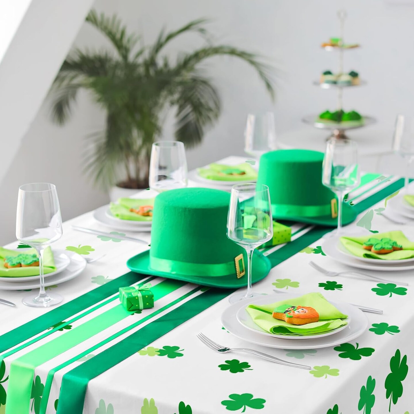 St. Patrick's Day Party Supplies - Irish Themed Lucky Shamrock Plastic Tablecloth