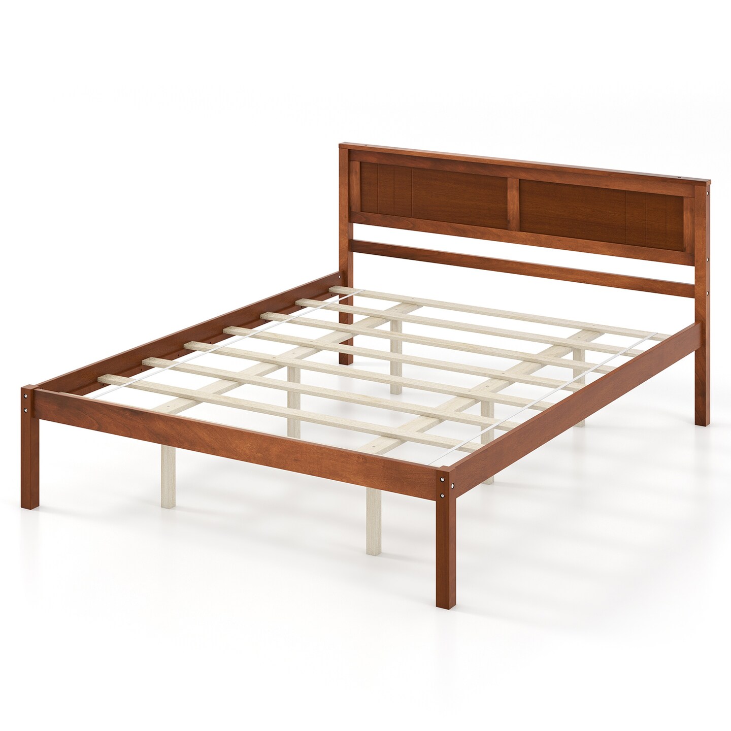 Metal Twin/Full/Queen Size Bed Frame with Wooden Headboard and Slat Support