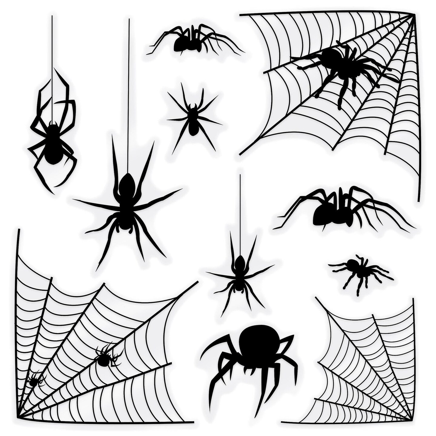 Beistle Bulk Halloween Spider/Spider Web Silhouette Clings - 12 Cling Sheets