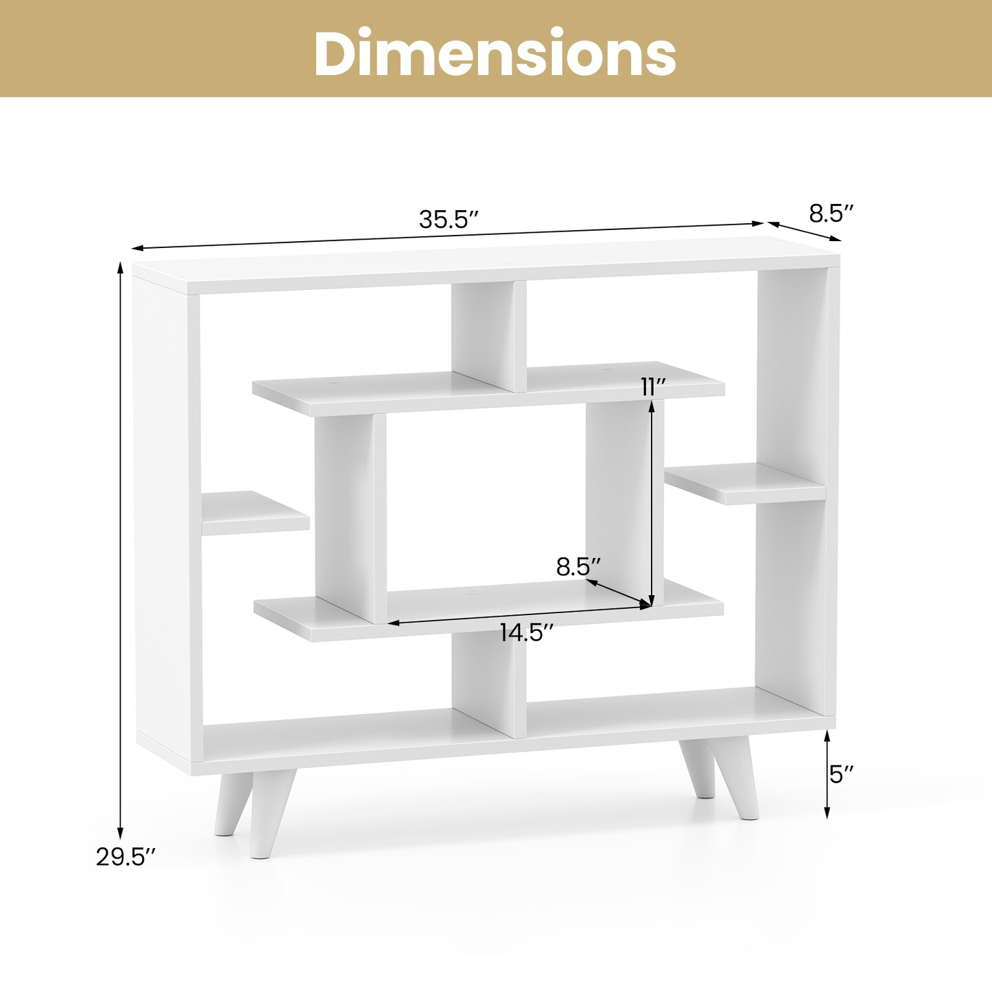 Geometric Bookcase with Anti-Tipping Kit and Storage Shelving Unit