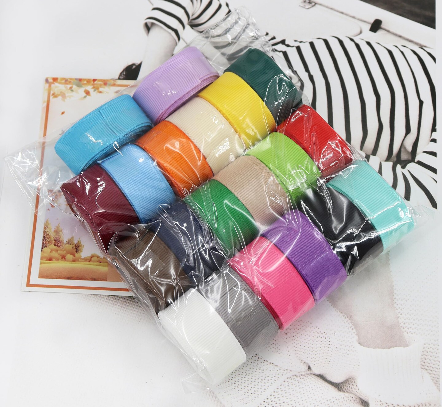 YERELO 5/8 inch Solid Color Ribbon Grosgrain Ribbon, 20 Colors*2 Yards Each Total 40 Yds Per Package, Assortment 20 Colors Ribbon Perfect for Bows, Crafts, Gifts Wrapping