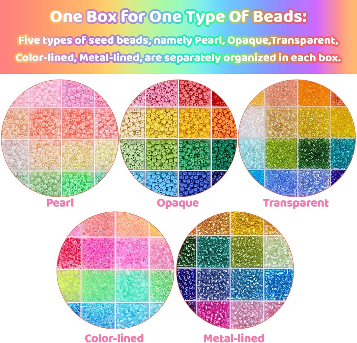 13000pcs 4mm Seed Beads for Jewelry Making, 5 Types 120 Colors Small Glass Beads for Bracelets, Friendship Bracelet Kit with Alphabet Letter Beads, Smile Face Beads for DIY, Art and Craft