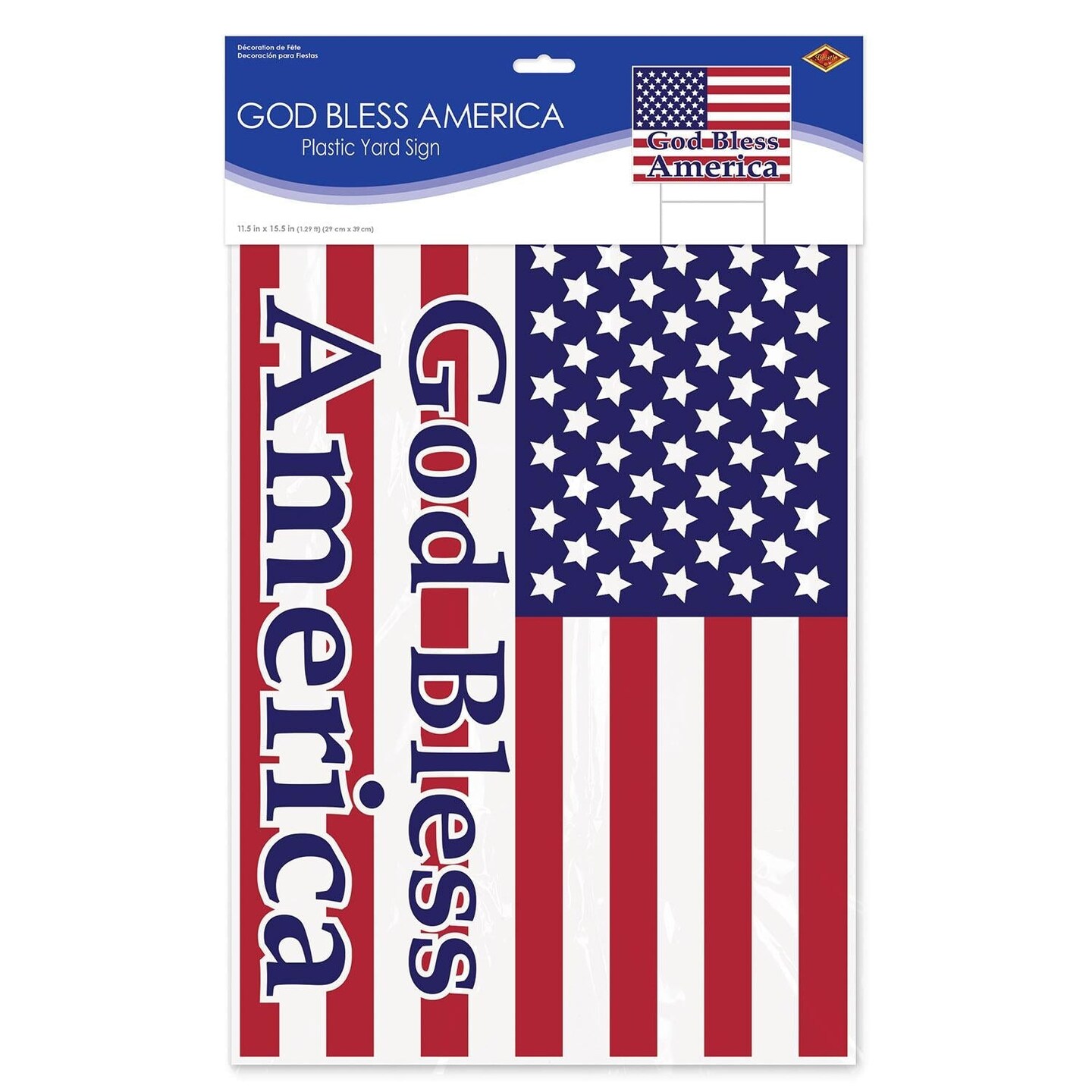 6 Pack Beistle Plastic God Bless America Party Yard Sign