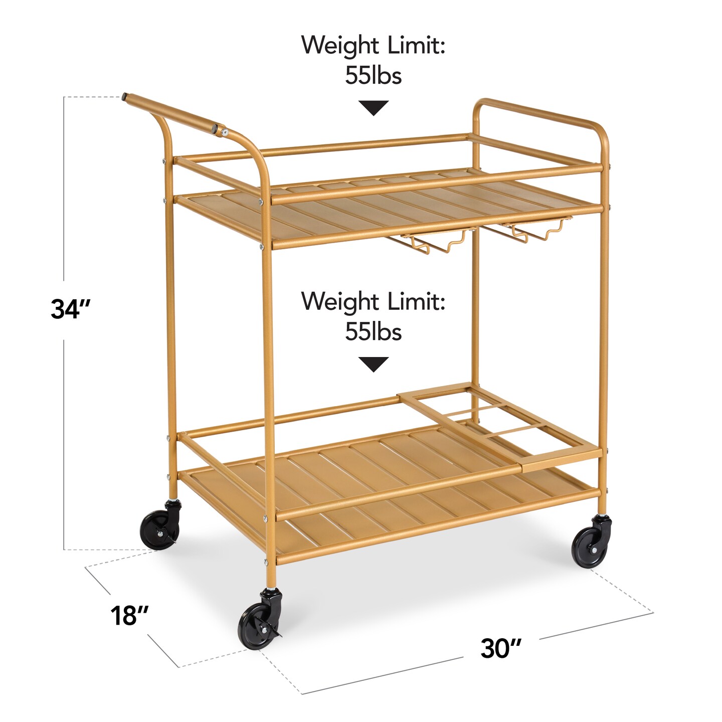 Best Choice Products 2-Tier Rolling Bar Cart Indoor/Outdoor w/ Storage Shelves, Wine Rack, Lockable Wheels