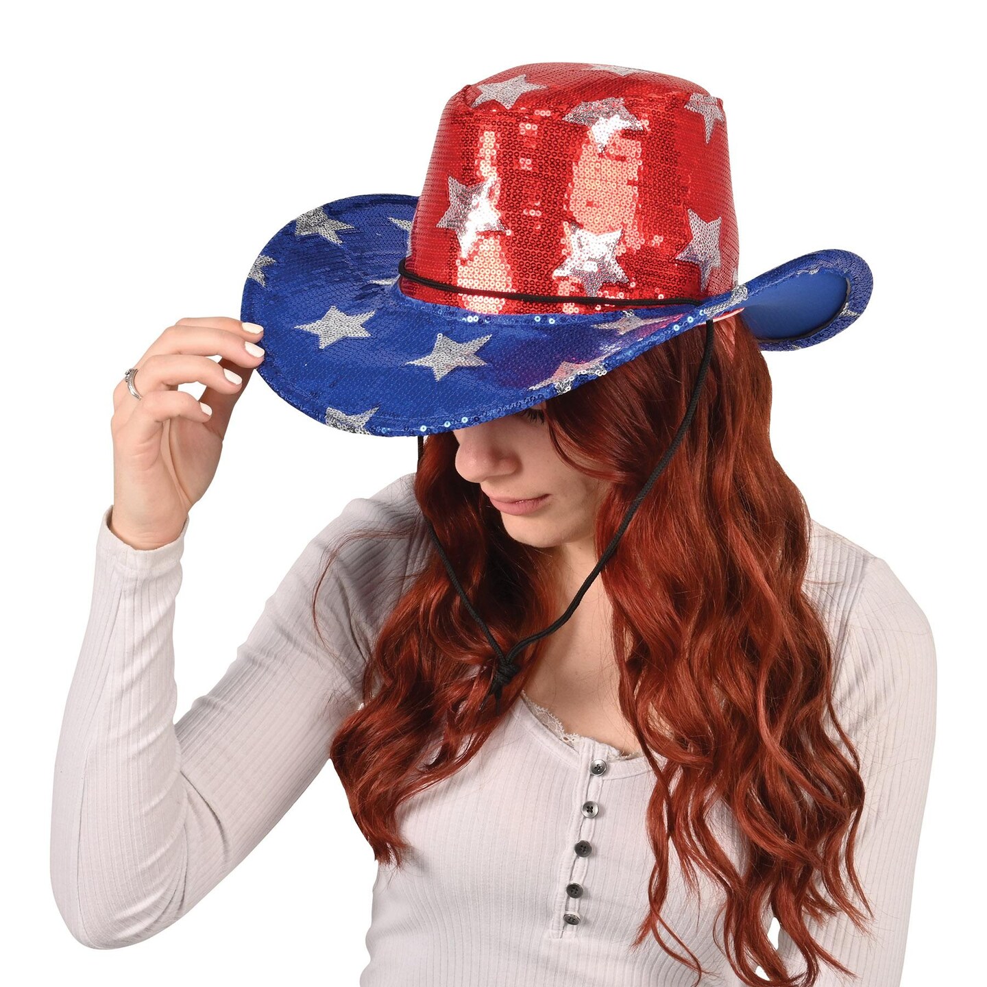 6 Pack Beistle Sequined Patriotic Cowboy Hat