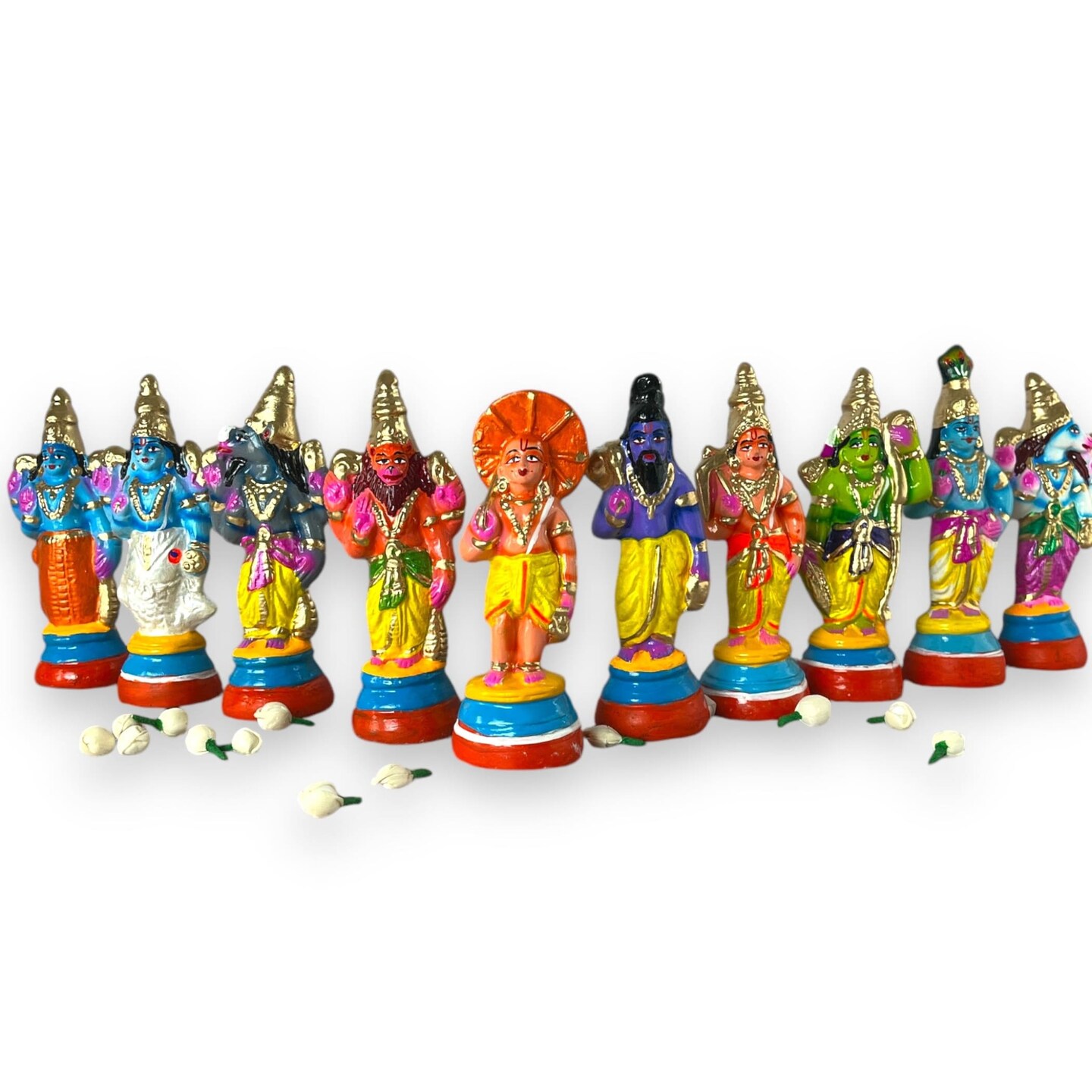 Lord Vishnu Dasavathaaram Statue Figurine Matsya Ten Avatars Golu Doll Set Handmade Indian Traditional Home Decor Gifting Item Navaratri Golu Dolls (6.5 Inches)