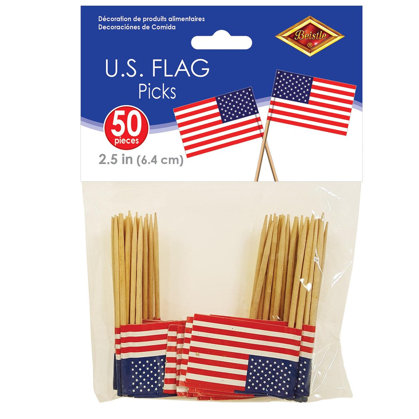 600 Pack Beistle Packaged U S Flag Party Picks