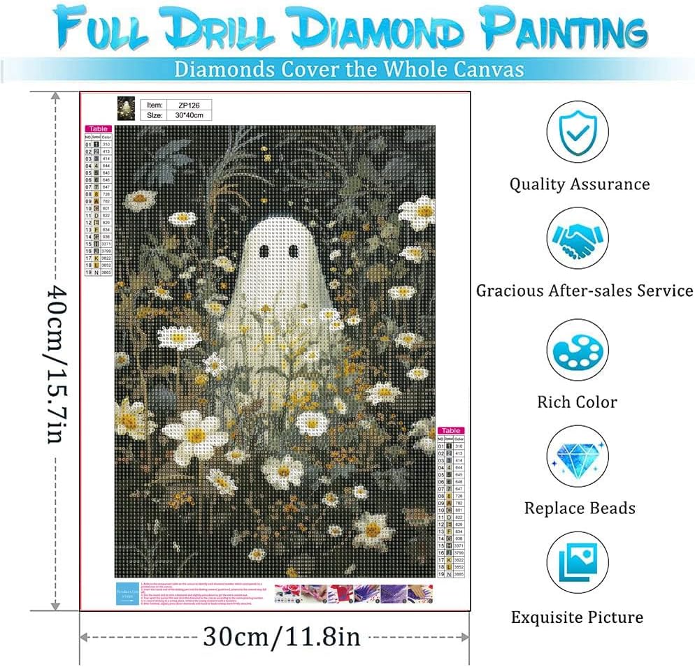 Halloween Diamond Painting Kits for Adults Diamond Art Kits for Beginner DIY 5D Full Drill Crystal Arts and Crafts Gem