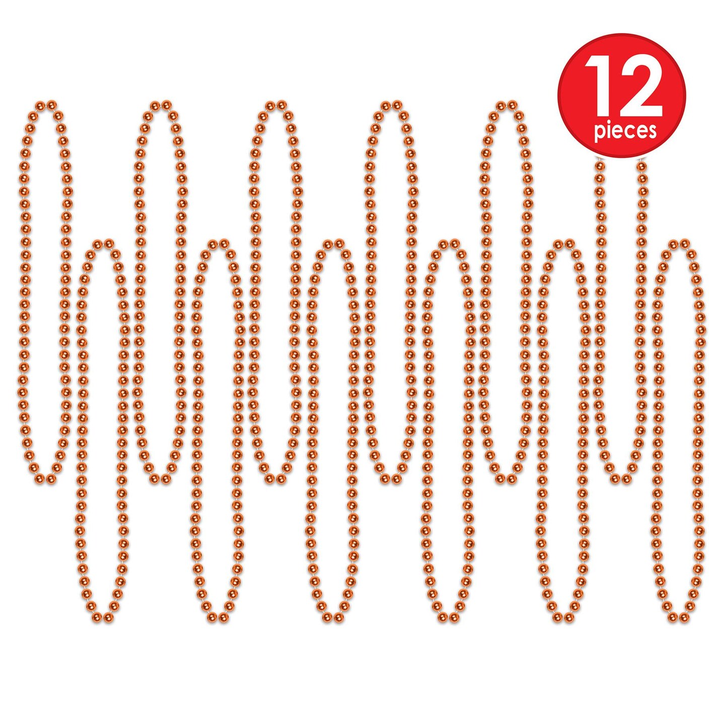 144 Pack Beistle Party Bead Necklaces - Small Round orange
