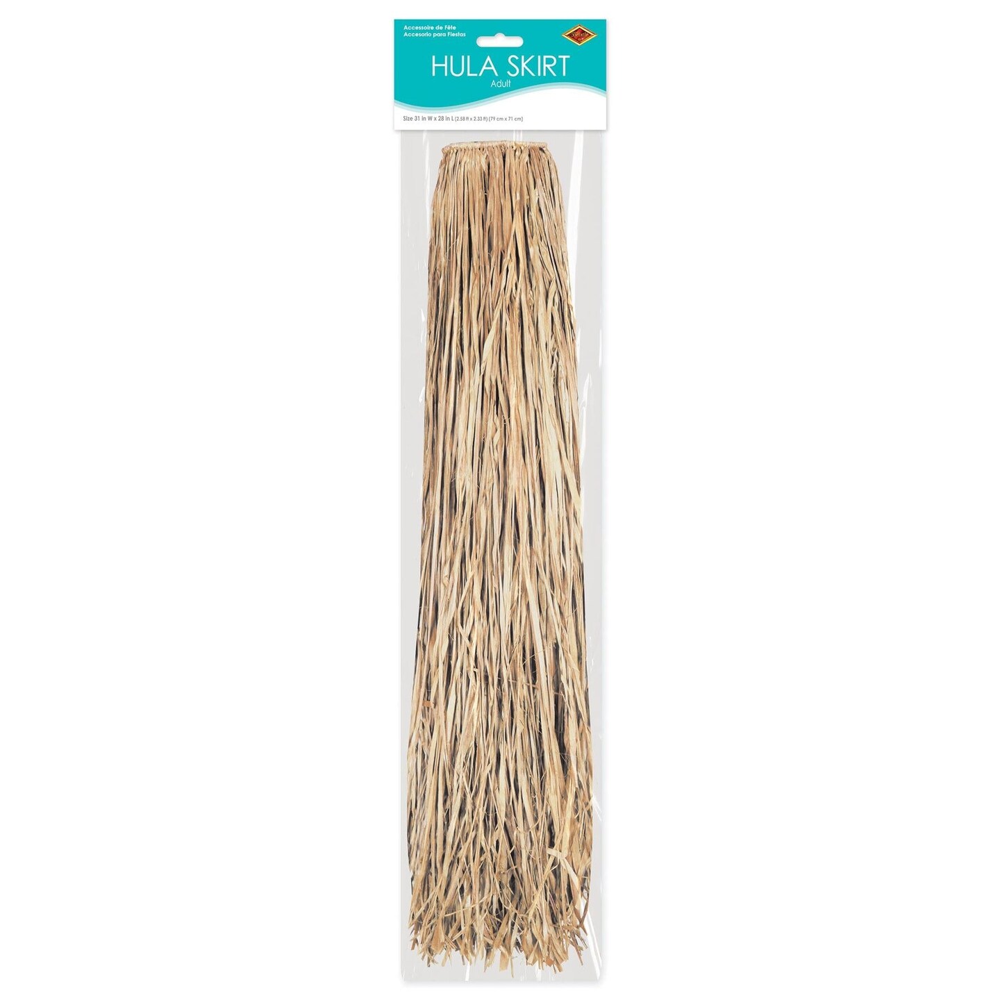 12 Pack Beistle Luau Party Adult Raffia Hula Skirt - Natural (31&#x22;W x 28&#x22;L)