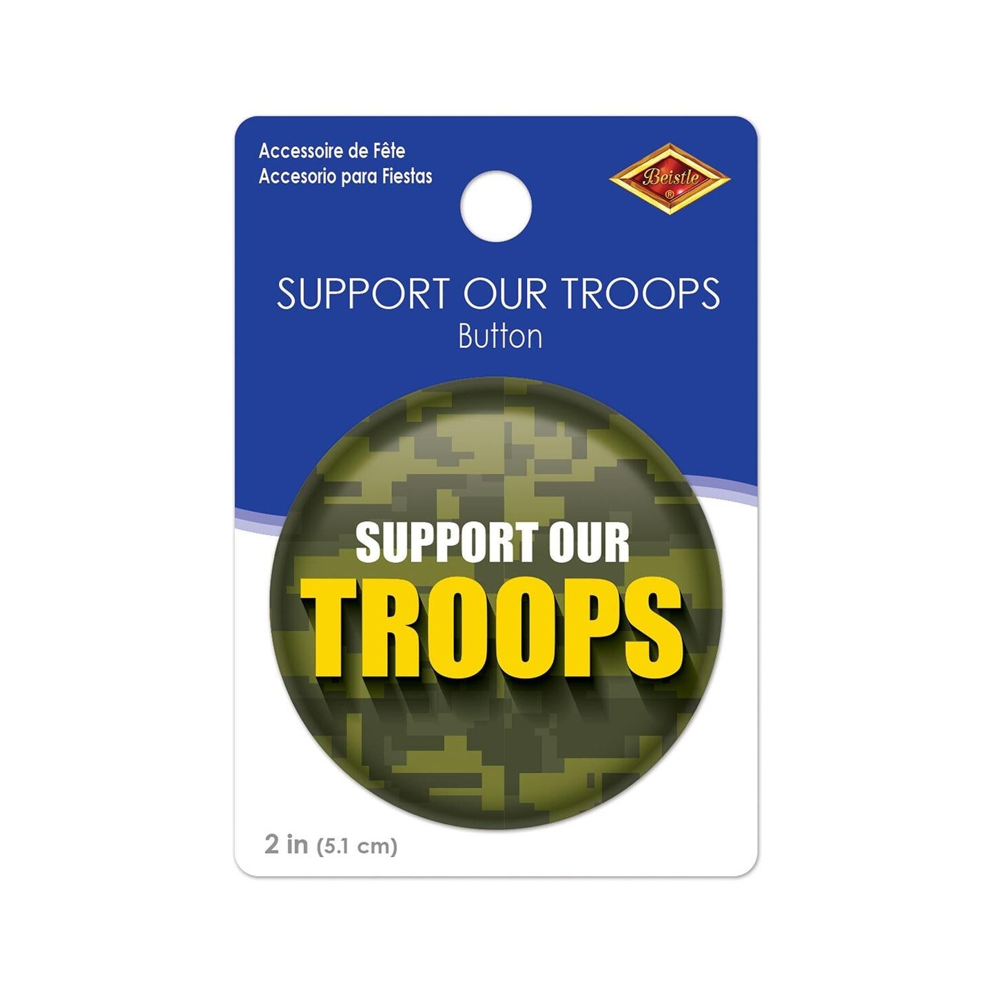 6 Pack Beistle Support Our Troops Button - Camo