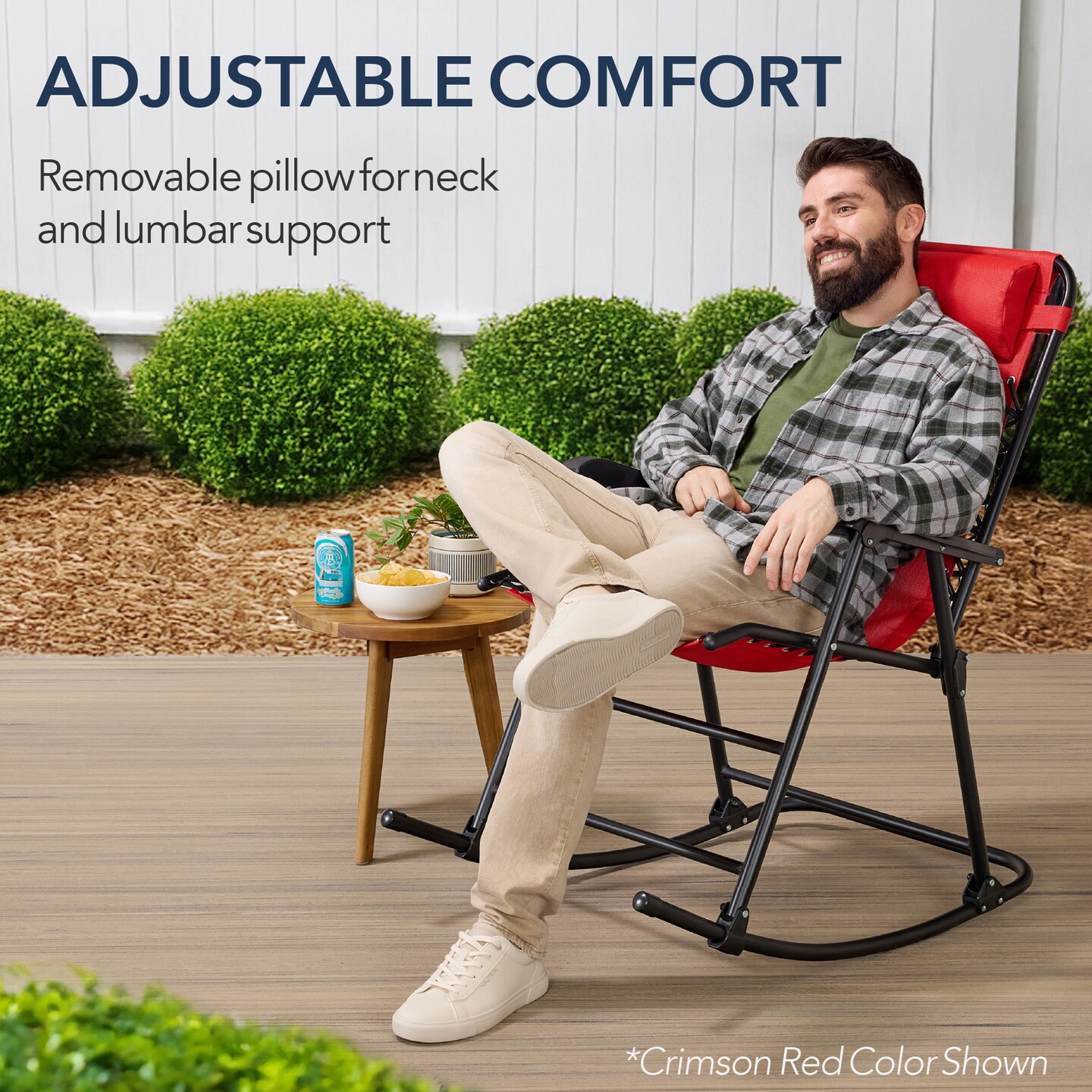 Best Choice Products Folding Outdoor Zero Gravity Rocking Lounge Chair w/ Headrest Pillow