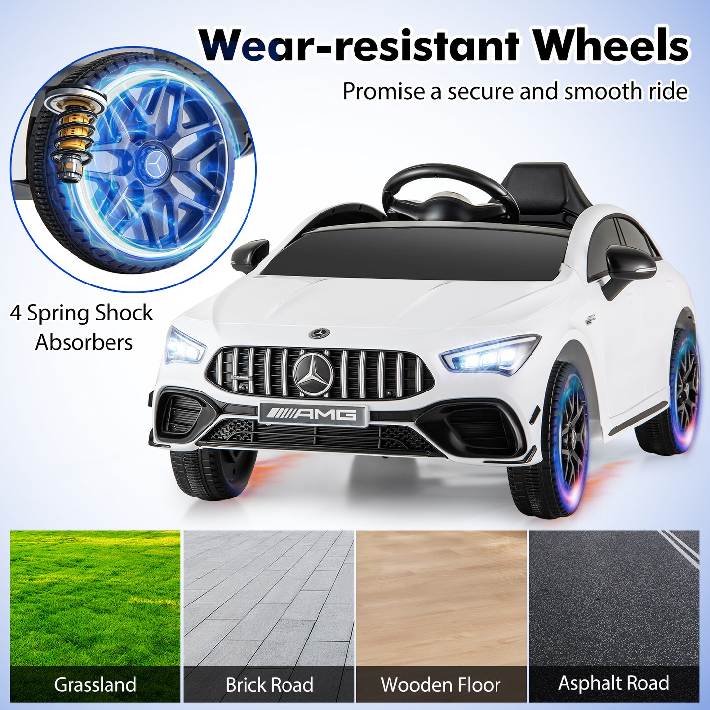 12V Mercedes-Benz AMG CLA 45 Kids Ride-On Car with Remote Control & LED Lights