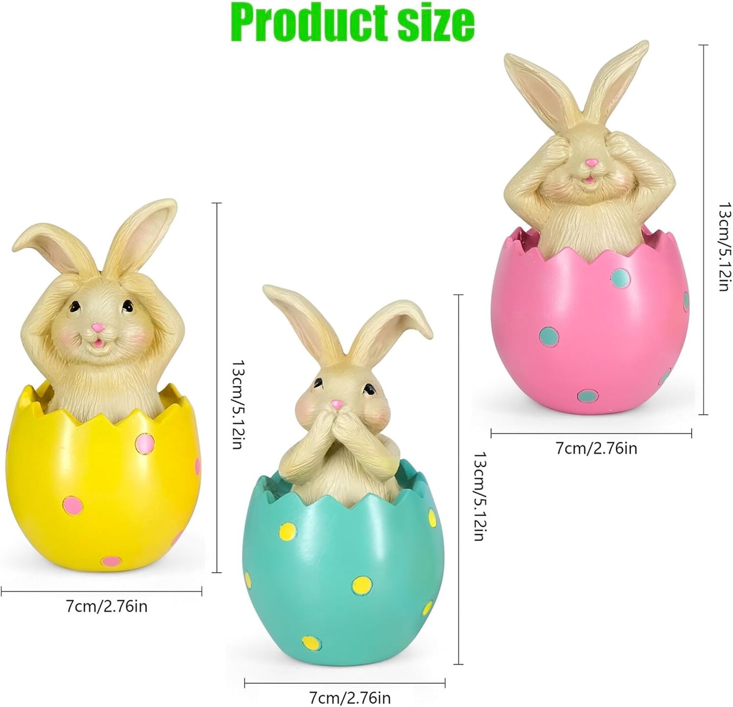 Colorful Eggshell Polyresin Bunny Easter Decor, Table Rabbit Easter Decorations
