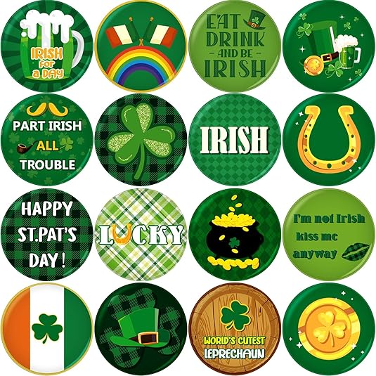 48 Pcs St Patrick&#x27;s Day Mini Buttons Pins Shamrock Irish Green Badges St. Patrick&#x27;s Day Decoration