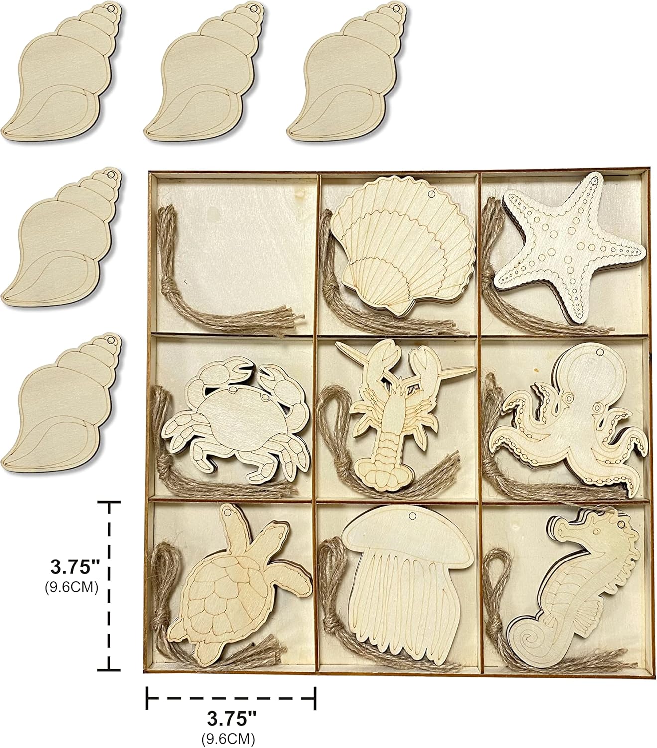 Pack Unfinished Wooden Ocean Sea Animals Cutouts for DIY Crafts 3.5 Inch 5 Peices Each