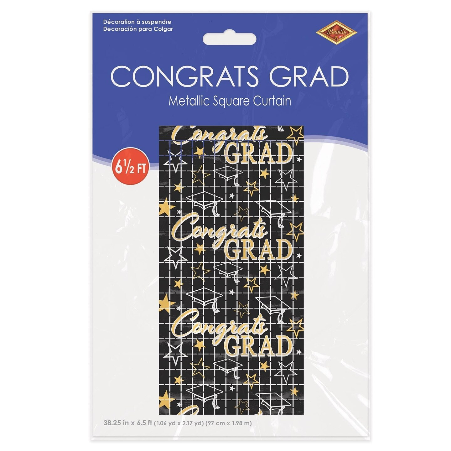 6 Pack Bulk Congrats Grad Metallic Graduation Party Square Curtain