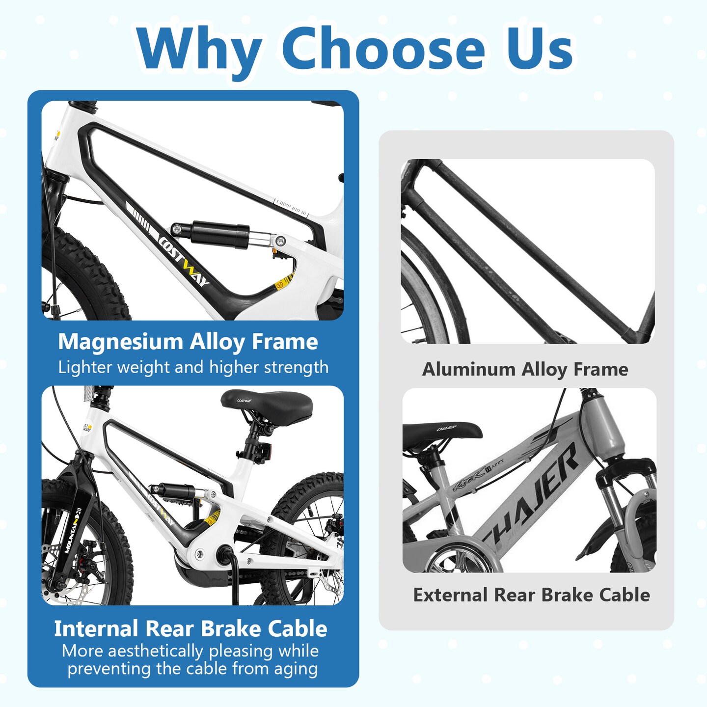 16 Inch Kids Bike Magnesium Alloy Frame Adjustable for Ages 4-7 with Easy-to-Use Features
