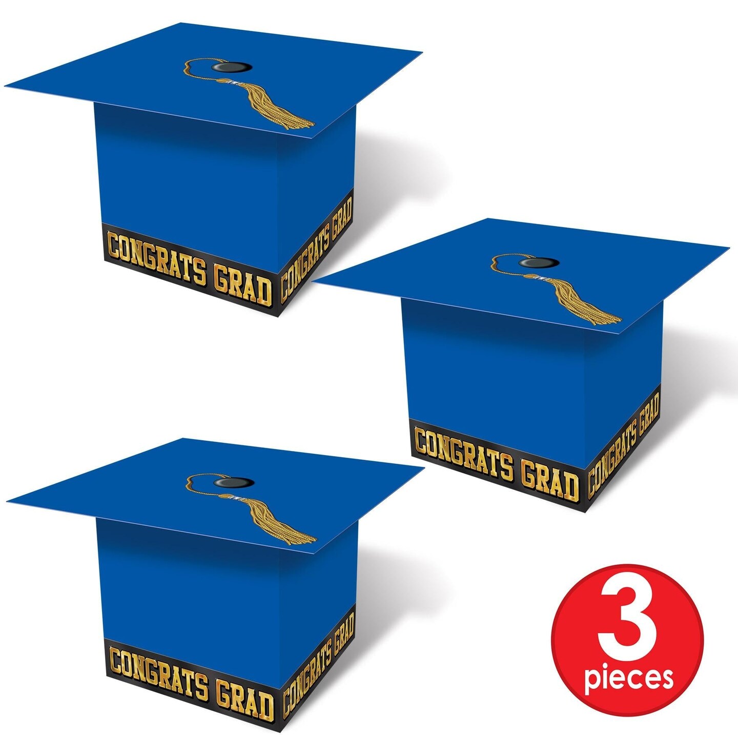 36 Pack Beistle Grad Cap Graduation Party Favor Boxes - blue