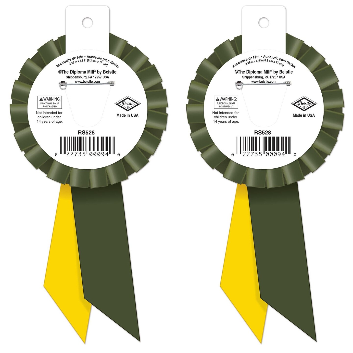6 Pack Beistle Military Pride Rosette- Army- 6.5 Inch