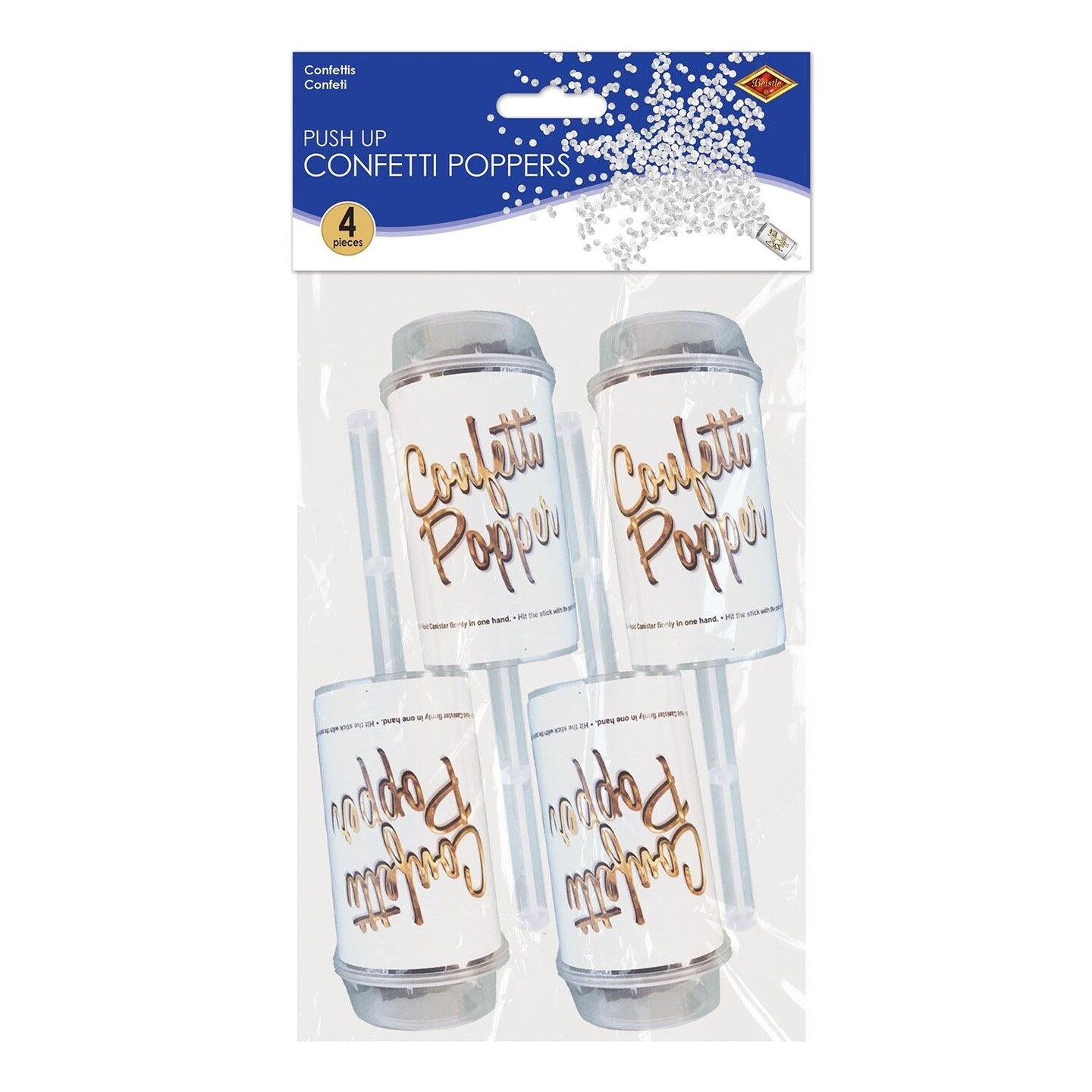 48 Pack Beistle Push Up Party Confetti Poppers - silver