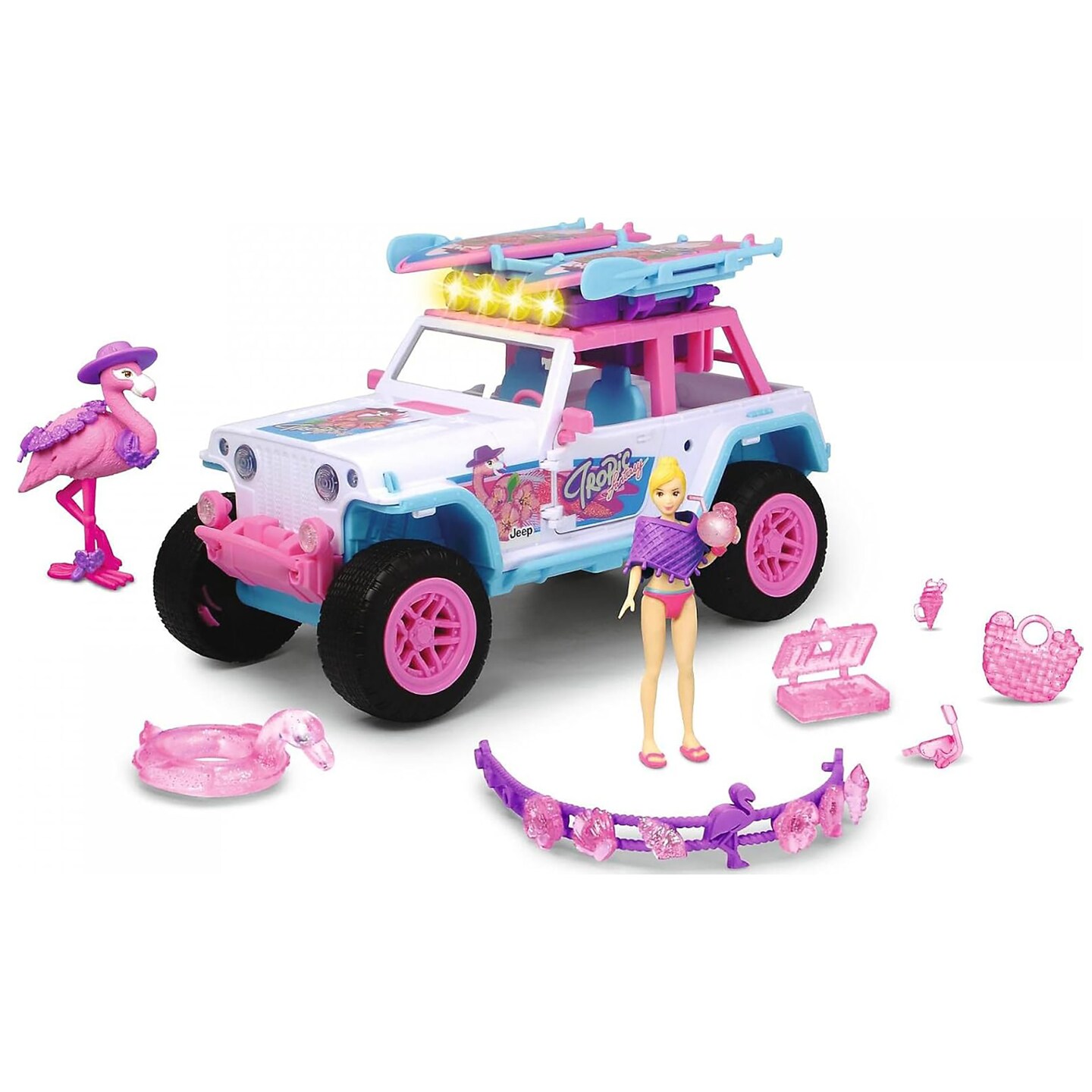 Dickie Toys - Light &#x26; Sound Jeep Flamingo Playset